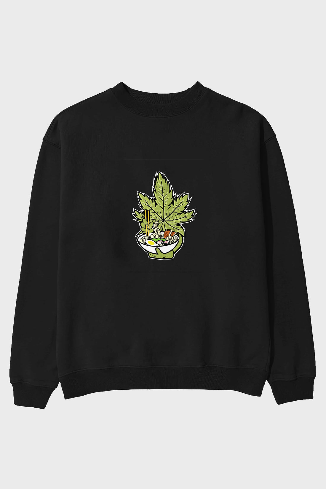 Weed Ramen Ön Baskılı Oversize Sweatshirt Erkek Kadın Unisex
