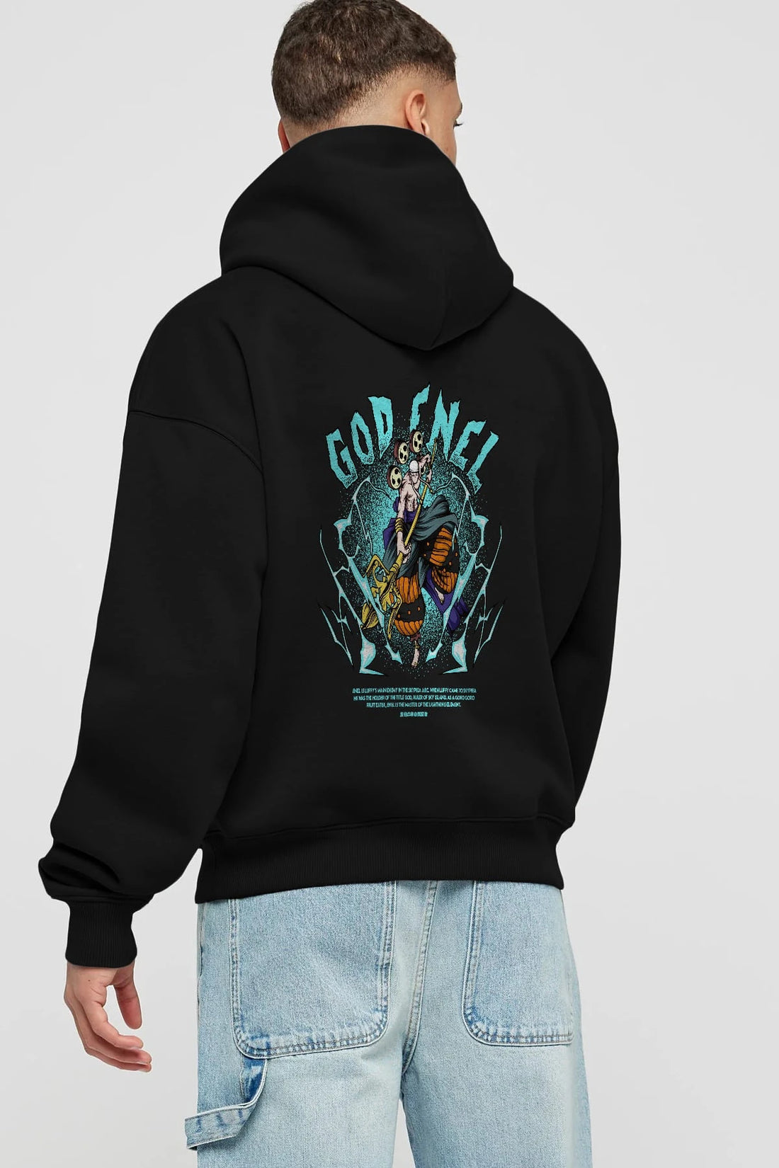 Eneru Anime Arka Baskılı Hoodie Oversize Kapüşonlu Sweatshirt Erkek Kadın Unisex
