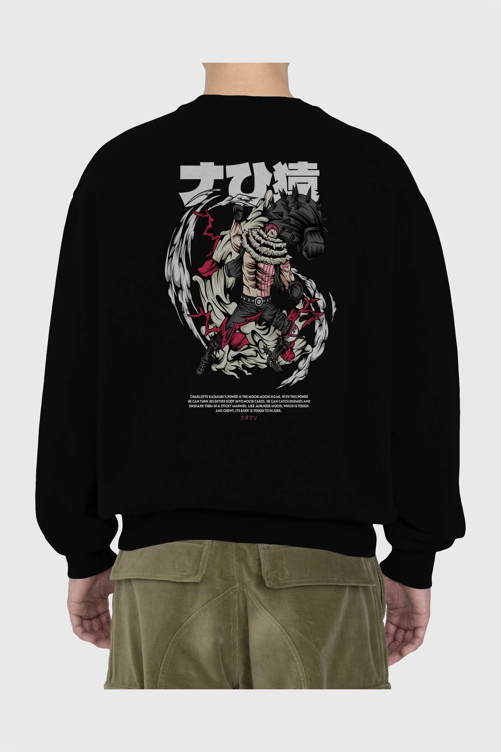 Katakuri Anime Arka Baskılı Oversize Sweatshirt Erkek Kadın Unisex