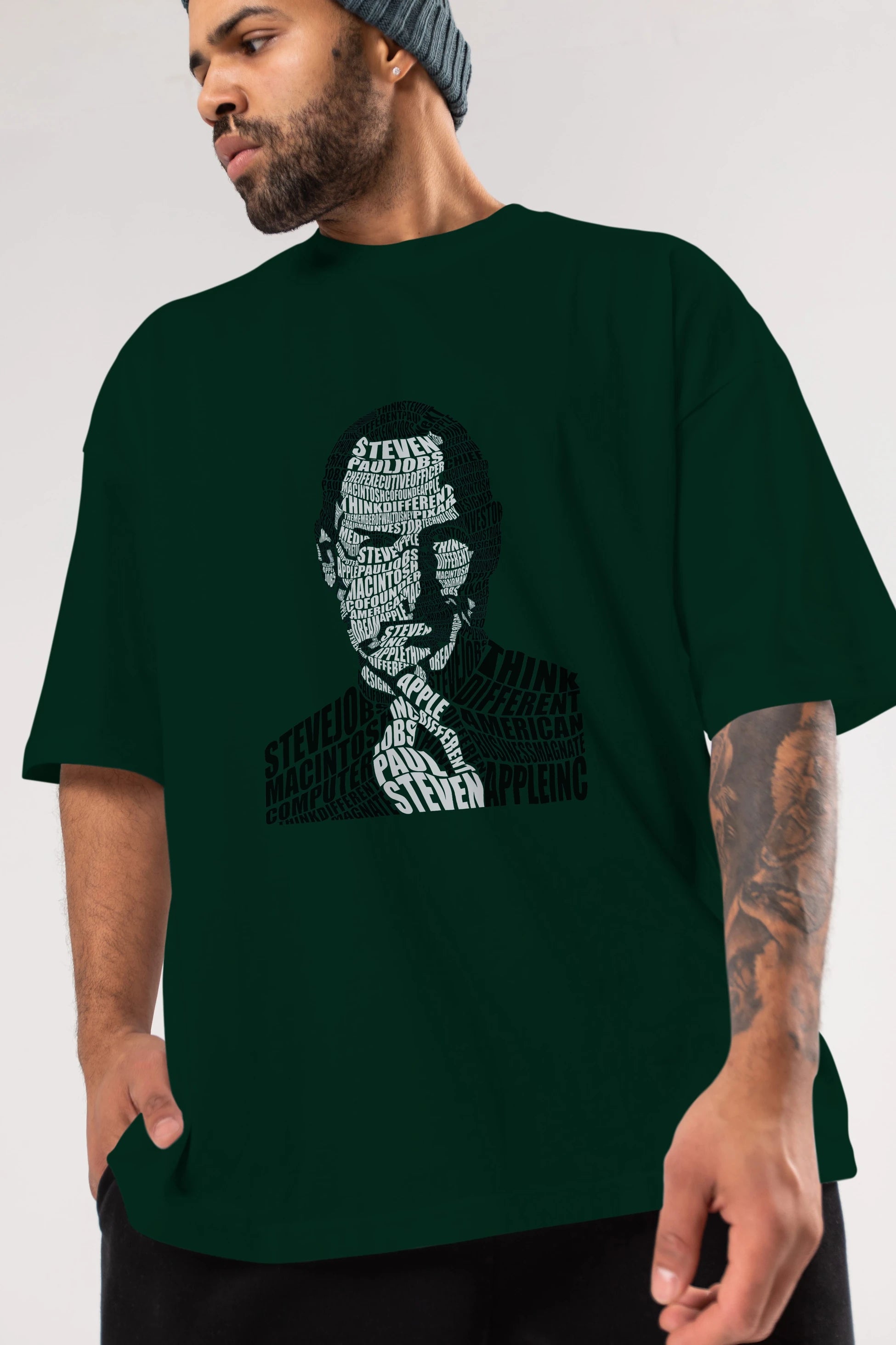 Steve Jobs Calligram Ön Baskılı Oversize t-shirt %100 pamuk Erkek Kadın Unisex