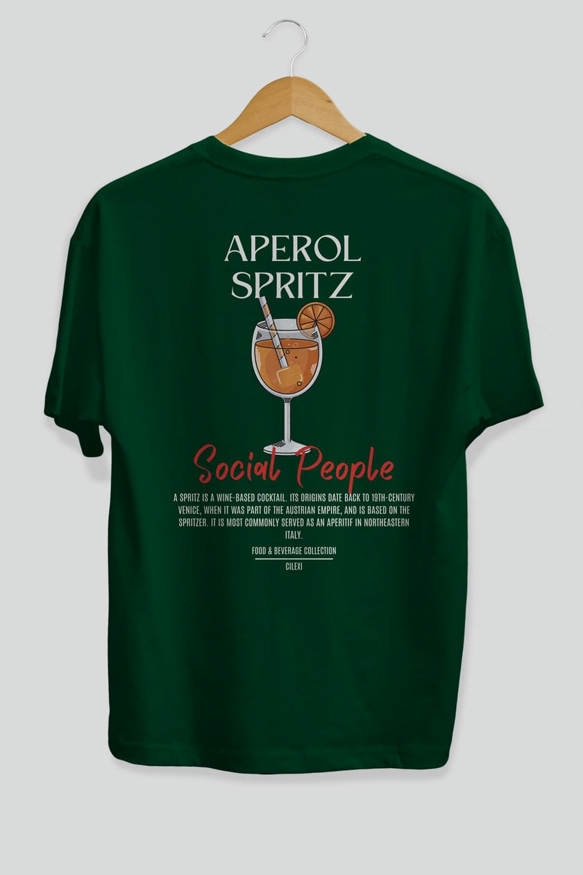 Aperol Sprıtz Kokteyl Serisi Baskılı Oversize t-shirt Erkek Kadın Unisex %100 Pamuk Bisiklet Yaka tişort