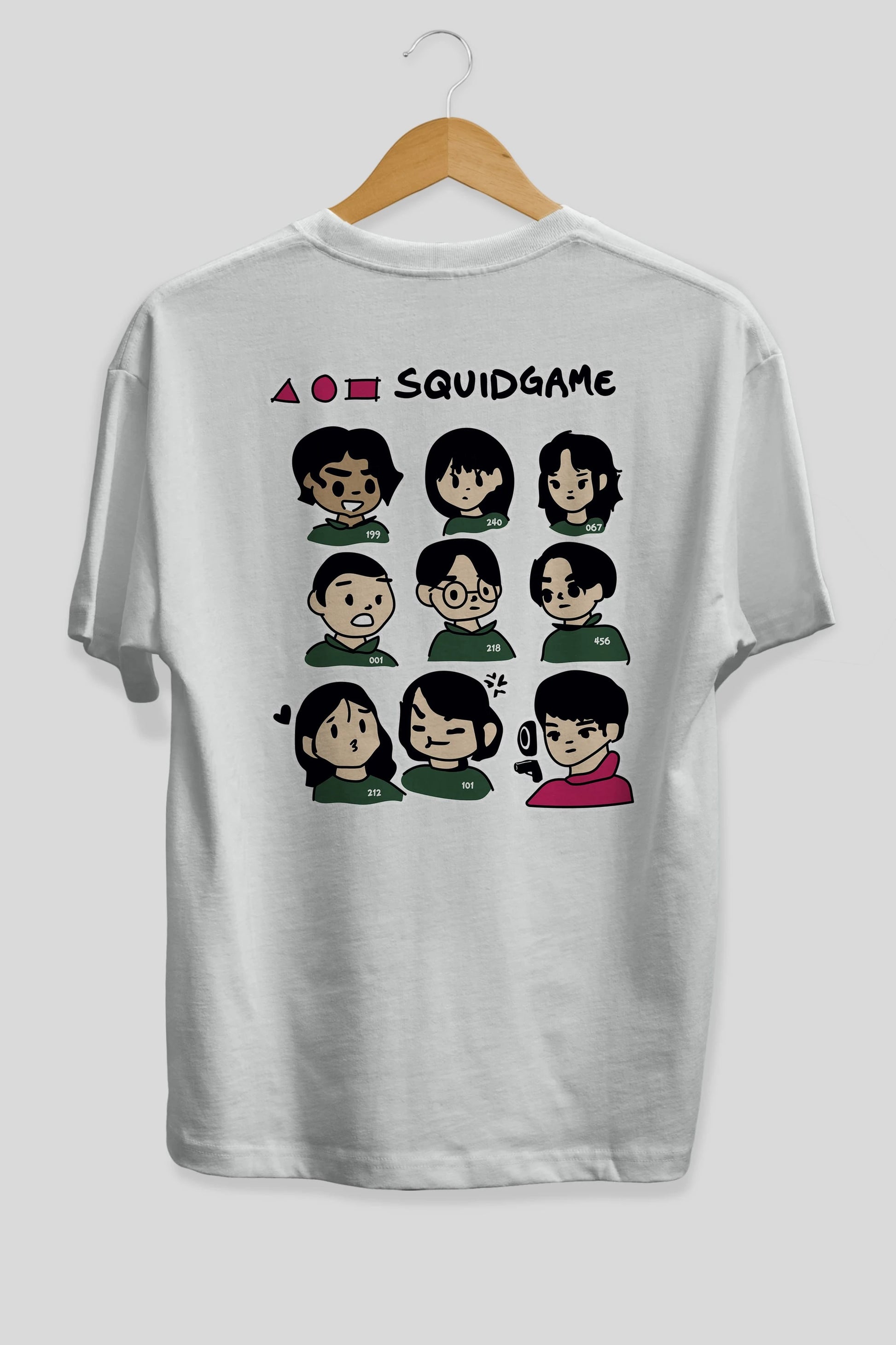 Squid Game (3) Arka Baskılı Oversize t-shirt Erkek Kadın Unisex %100 Pamuk Bisiklet Yaka tişort