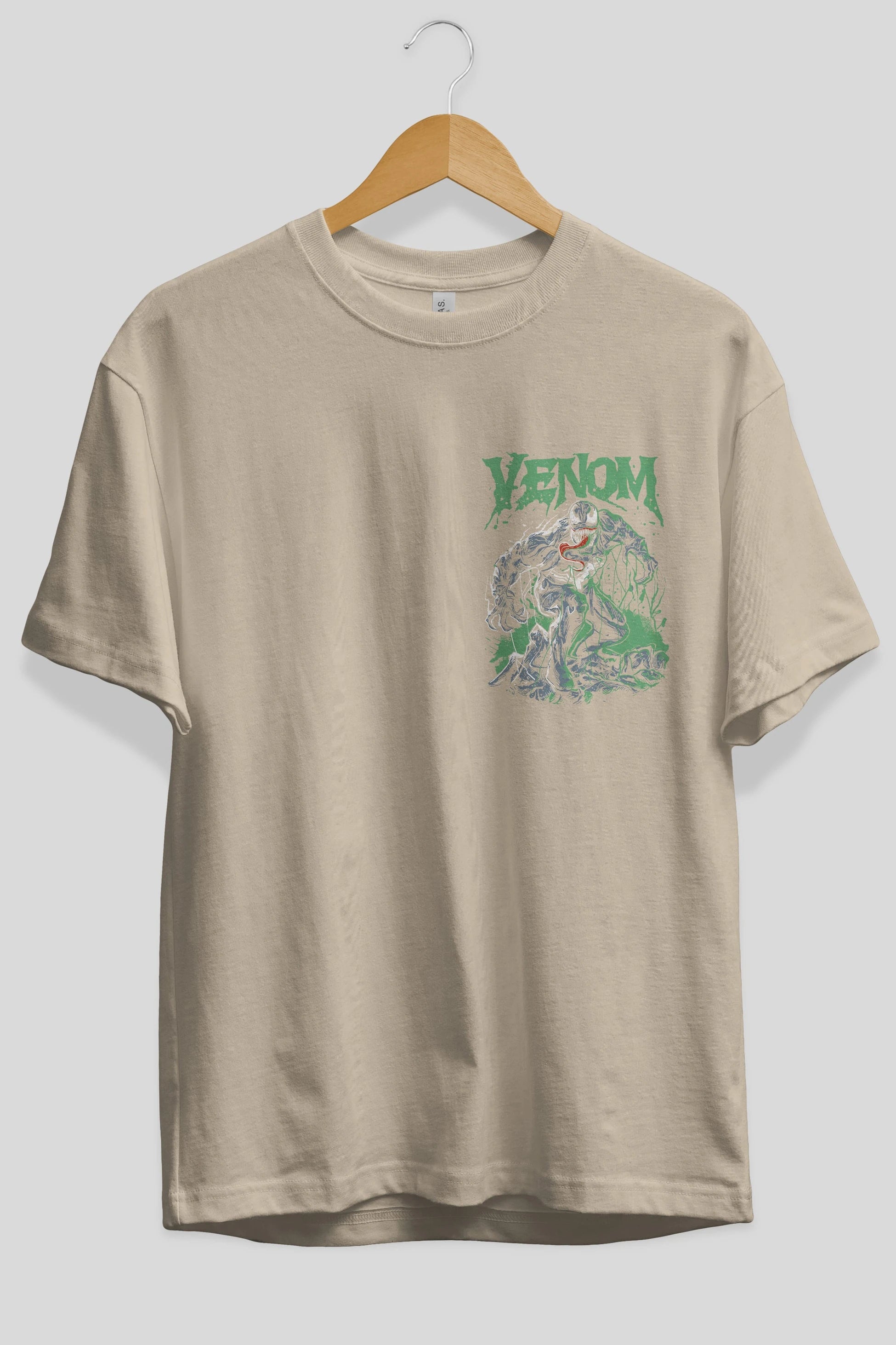 Venom (3) Ön Sol Baskılı Oversize t-shirt Erkek Kadın Unisex %100 Pamuk Bisiklet Yaka tişort