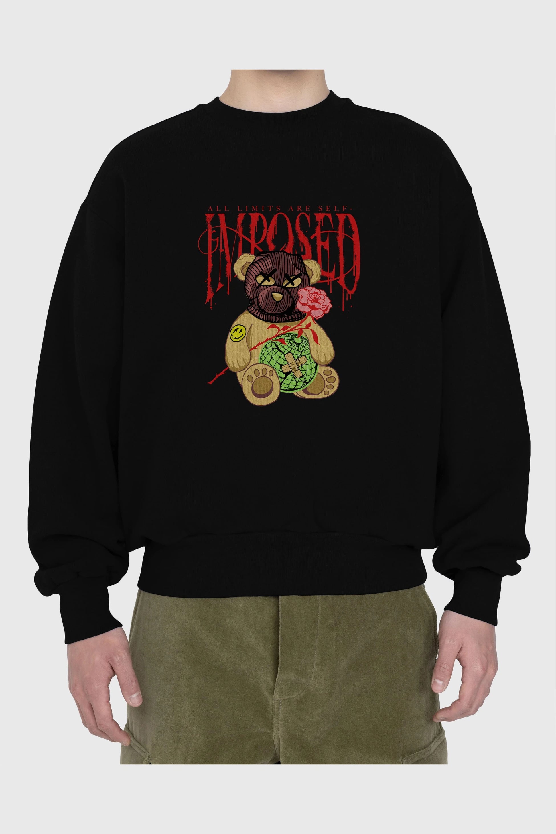 All Limits Bear Ön Baskılı Oversize Sweatshirt Erkek Kadın Unisex