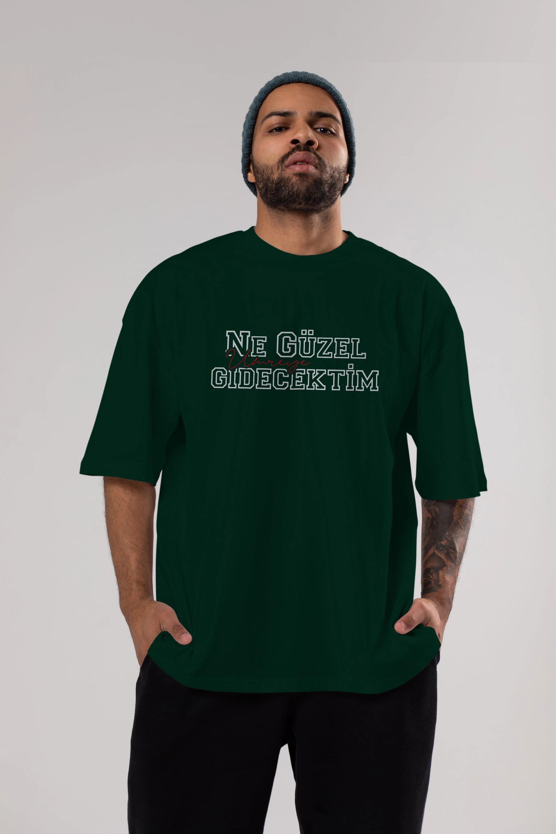 Ne Güzel Umreye Gidecektim Ön Baskılı Oversize t-shirt %100 pamuk Erkek Kadın Unisex