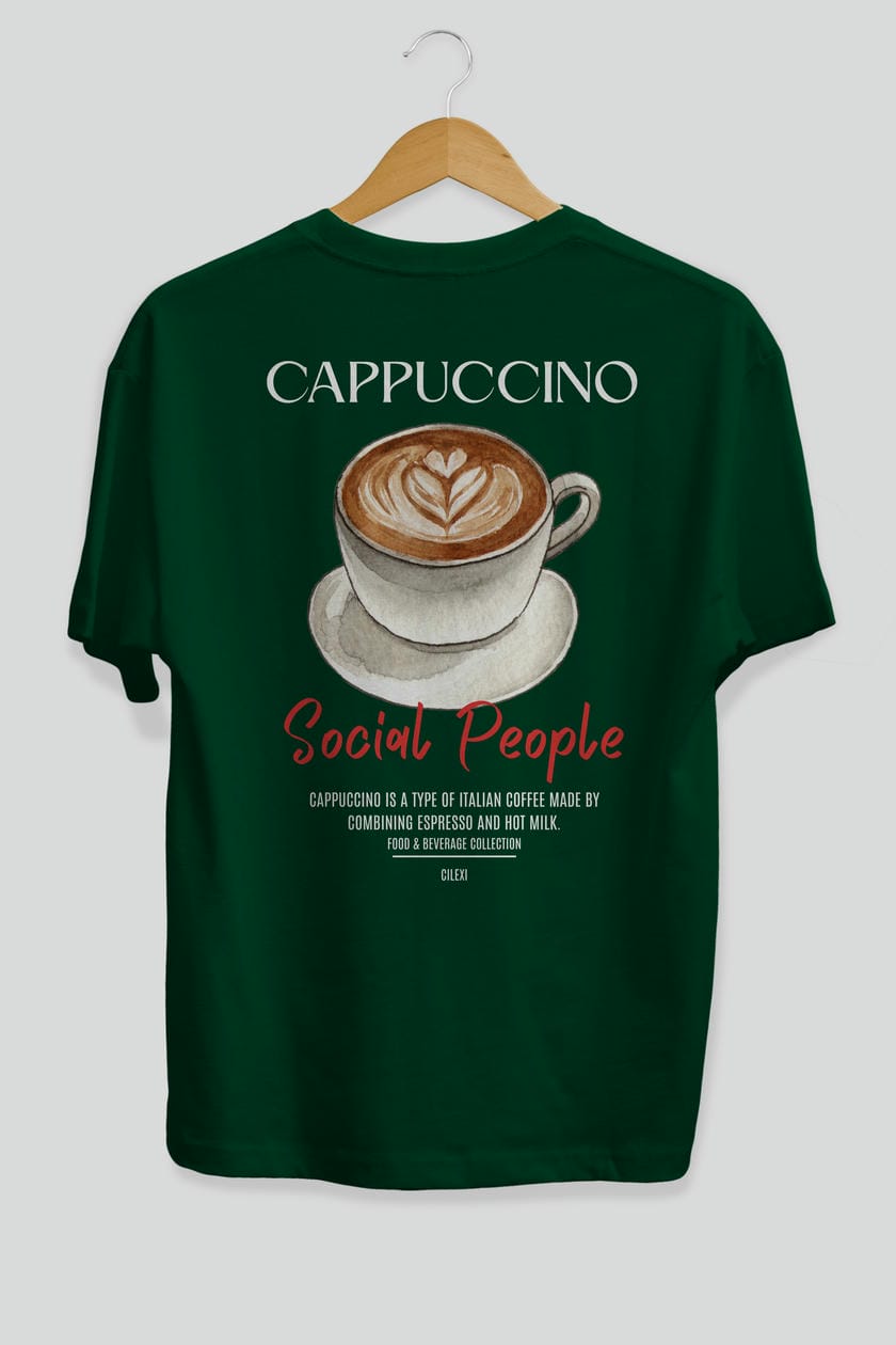 Cappuccino Kokteyl Serisi Baskılı Oversize t-shirt Erkek Kadın Unisex %100 Pamuk Bisiklet Yaka tişort