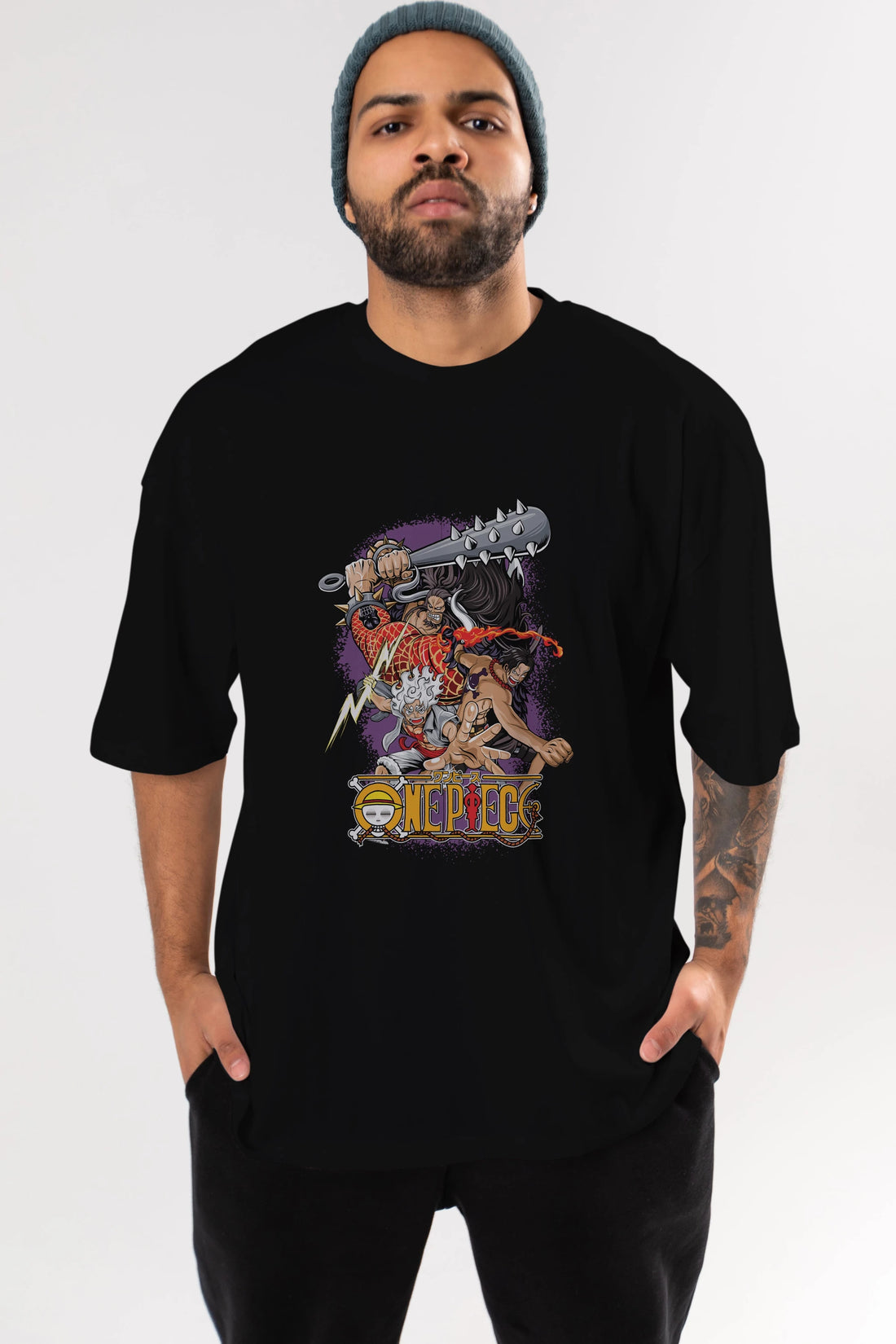 ONE PIECE (6) Anime Ön Baskılı Oversize t-shirt %100 pamuk Erkek Kadın Unisex