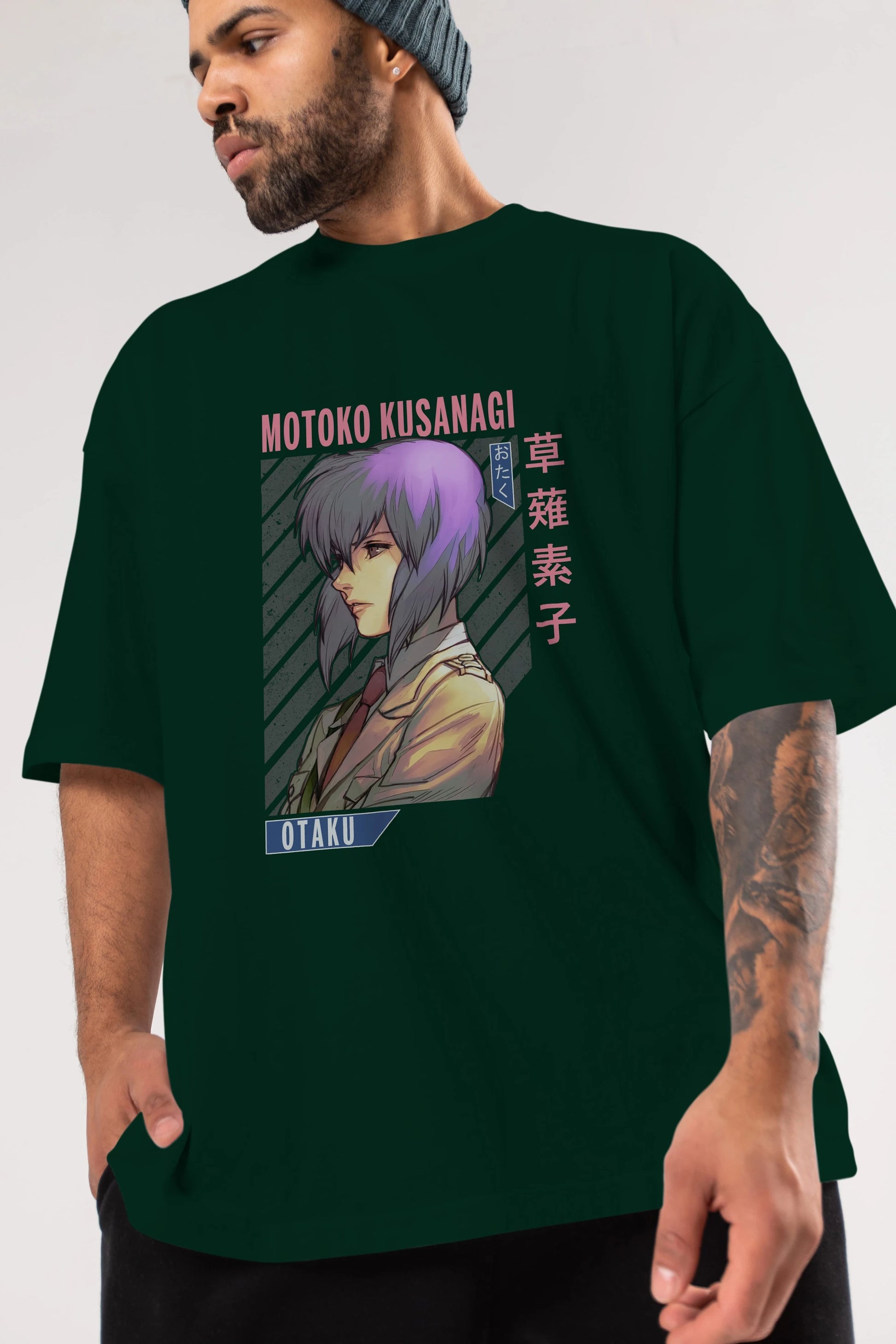 Motoko Kusanagi 4 Anime Ön Baskılı Oversize t-shirt %100 pamuk Erkek Kadın Unisex
