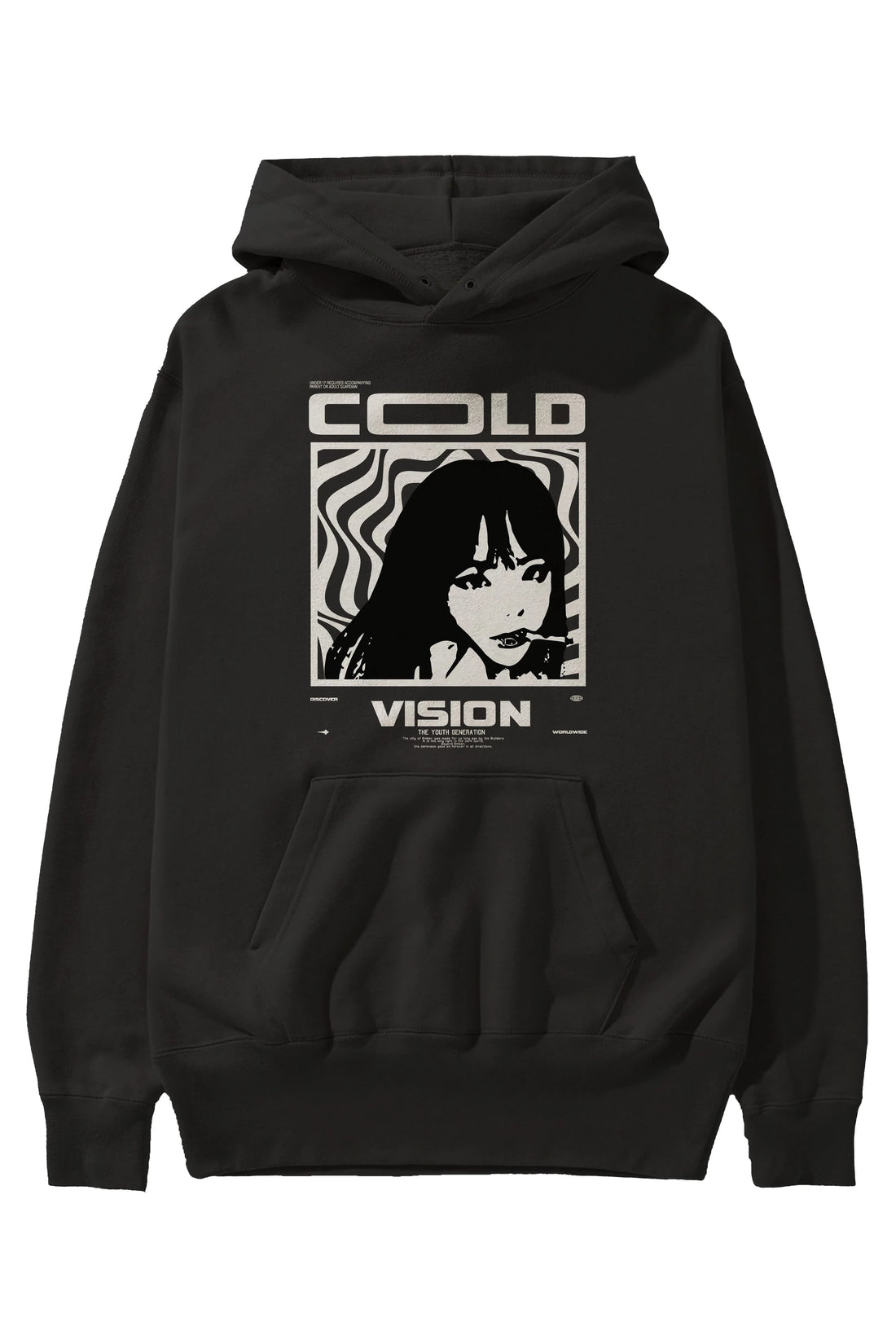 Cold Vision Ön Baskılı Hoodie Oversize Kapüşonlu Sweatshirt Erkek Kadın Unisex