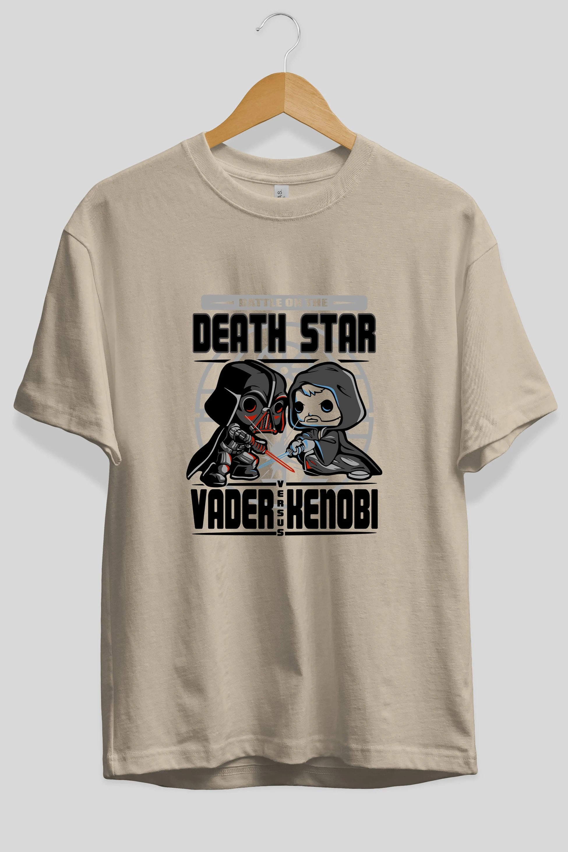 Vader Kenobi Ön Baskılı Oversize t-shirt Erkek Kadın Unisex %100 Pamuk Bisiklet Yaka tişort