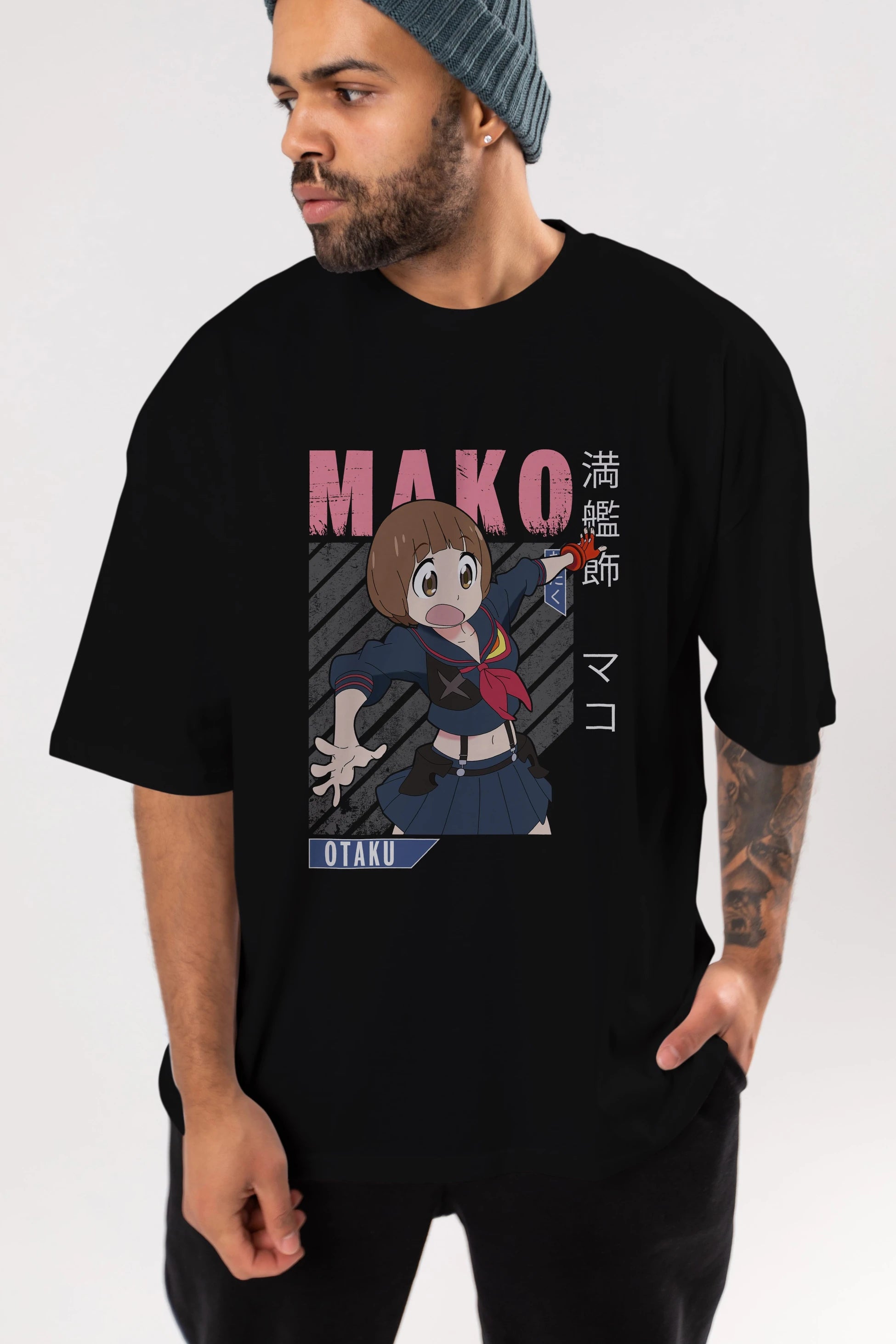 Mako Mankanshoku 2 Anime Ön Baskılı Oversize t-shirt %100 pamuk Erkek Kadın Unisex
