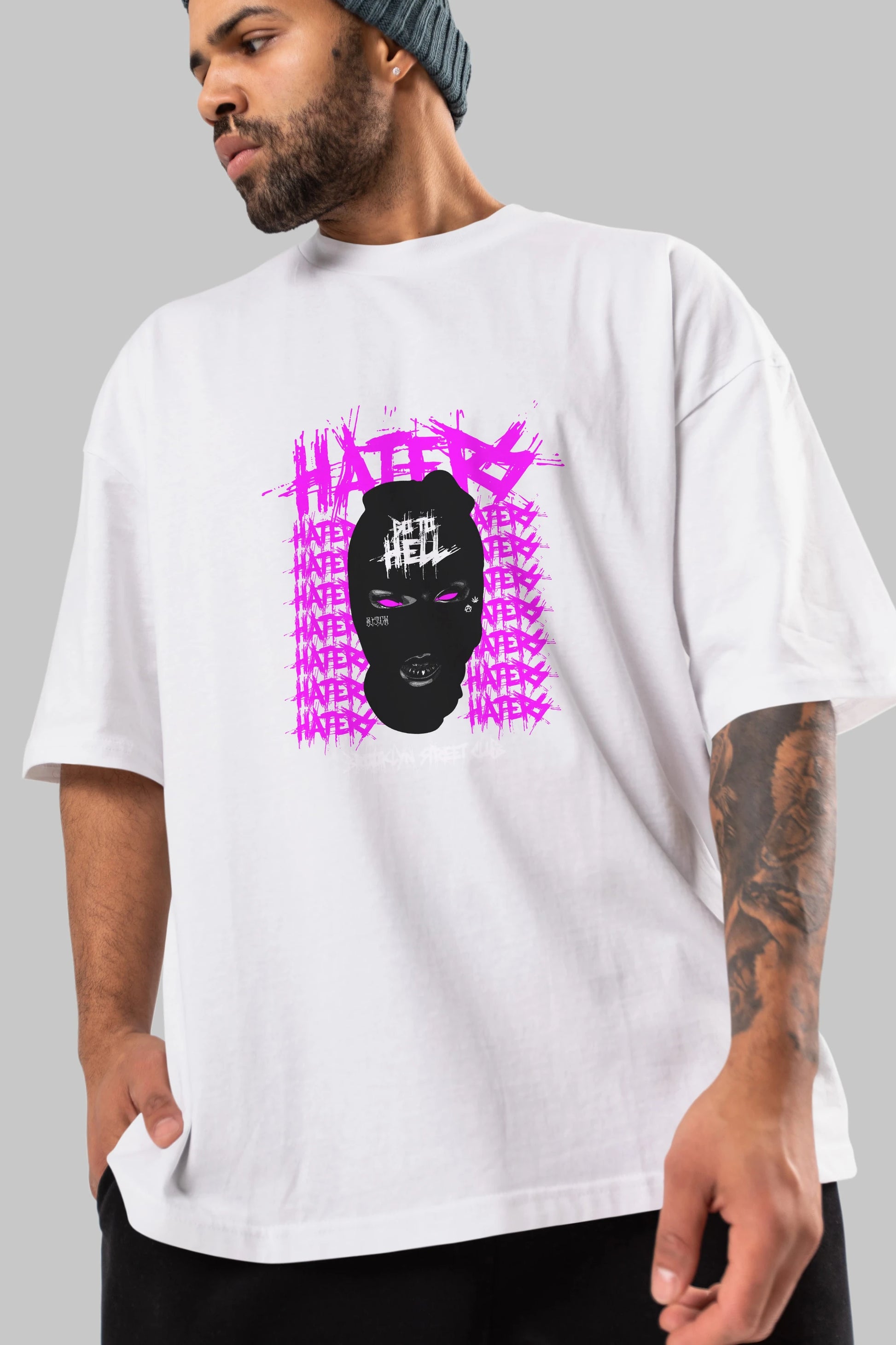Haters Brooklyn Street Club Ön Baskılı Oversize t-shirt Erkek Kadın Unisex