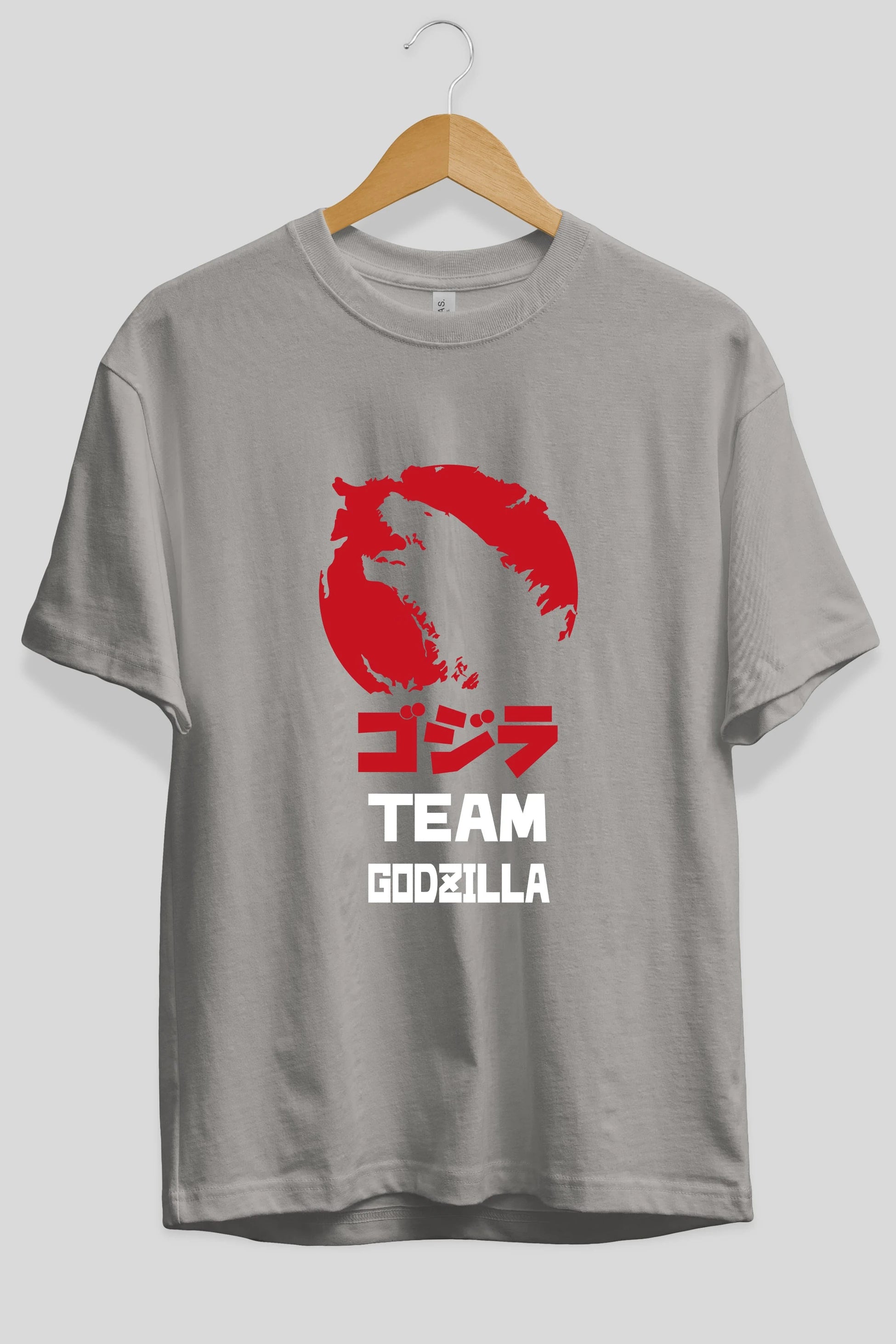 Team Godzilla Ön Baskılı Oversize t-shirt Erkek Kadın Unisex %100 Pamuk Bisiklet Yaka tişort