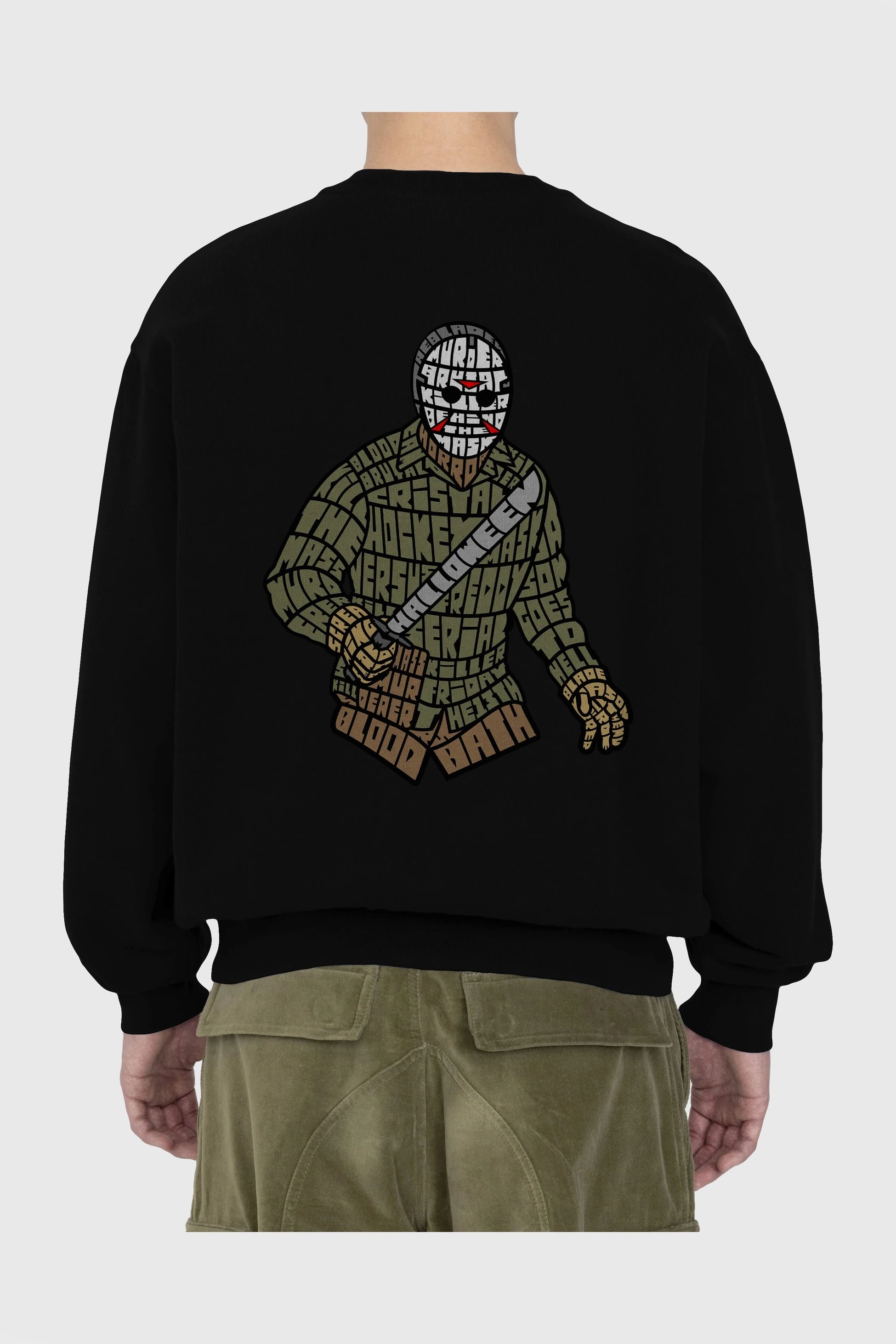 Jason Arka Baskılı Oversize Sweatshirt Erkek Kadın Unisex