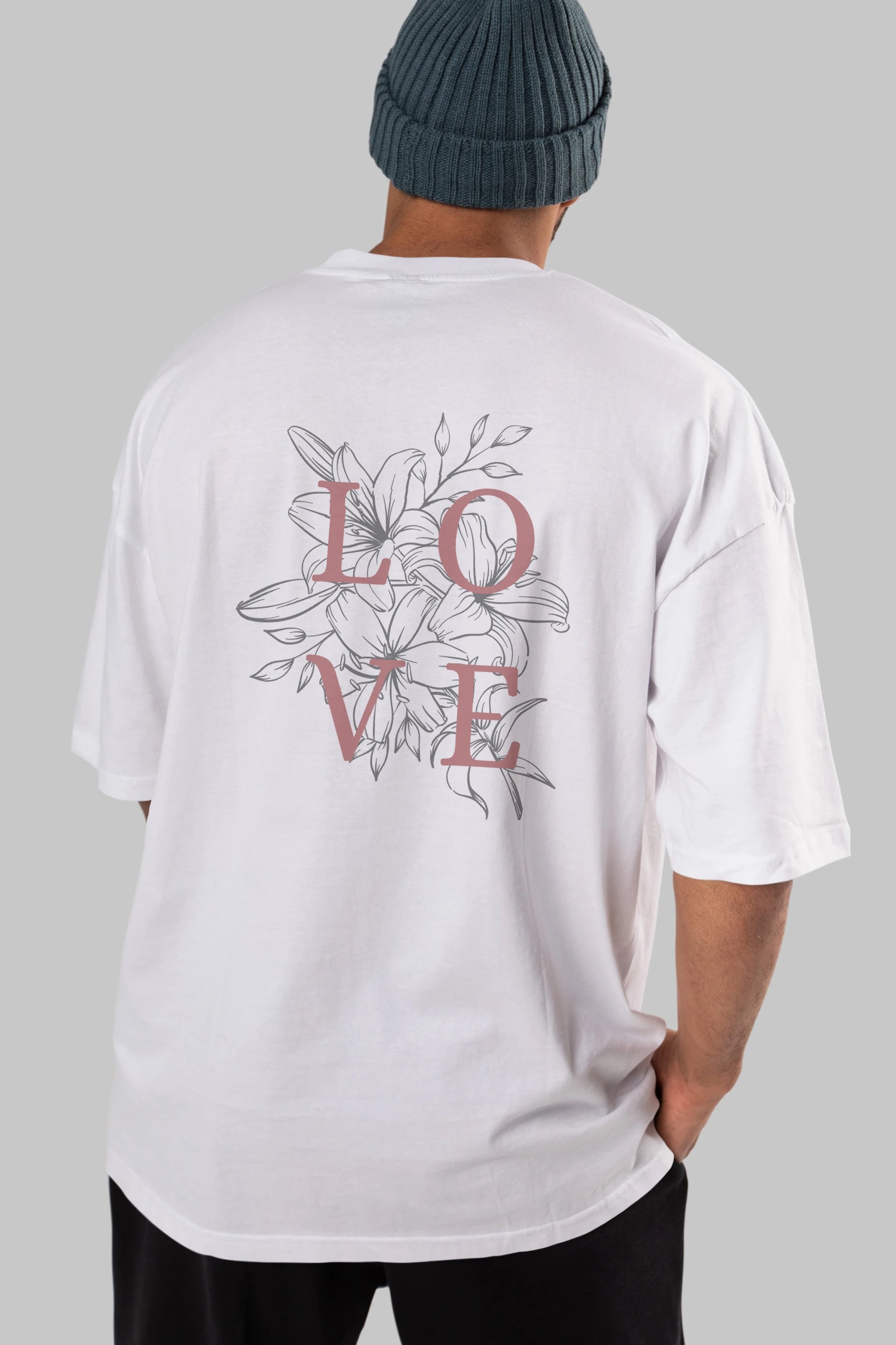 Love Yazılı Arka Baskılı Oversize t-shirt Erkek Kadın Unisex