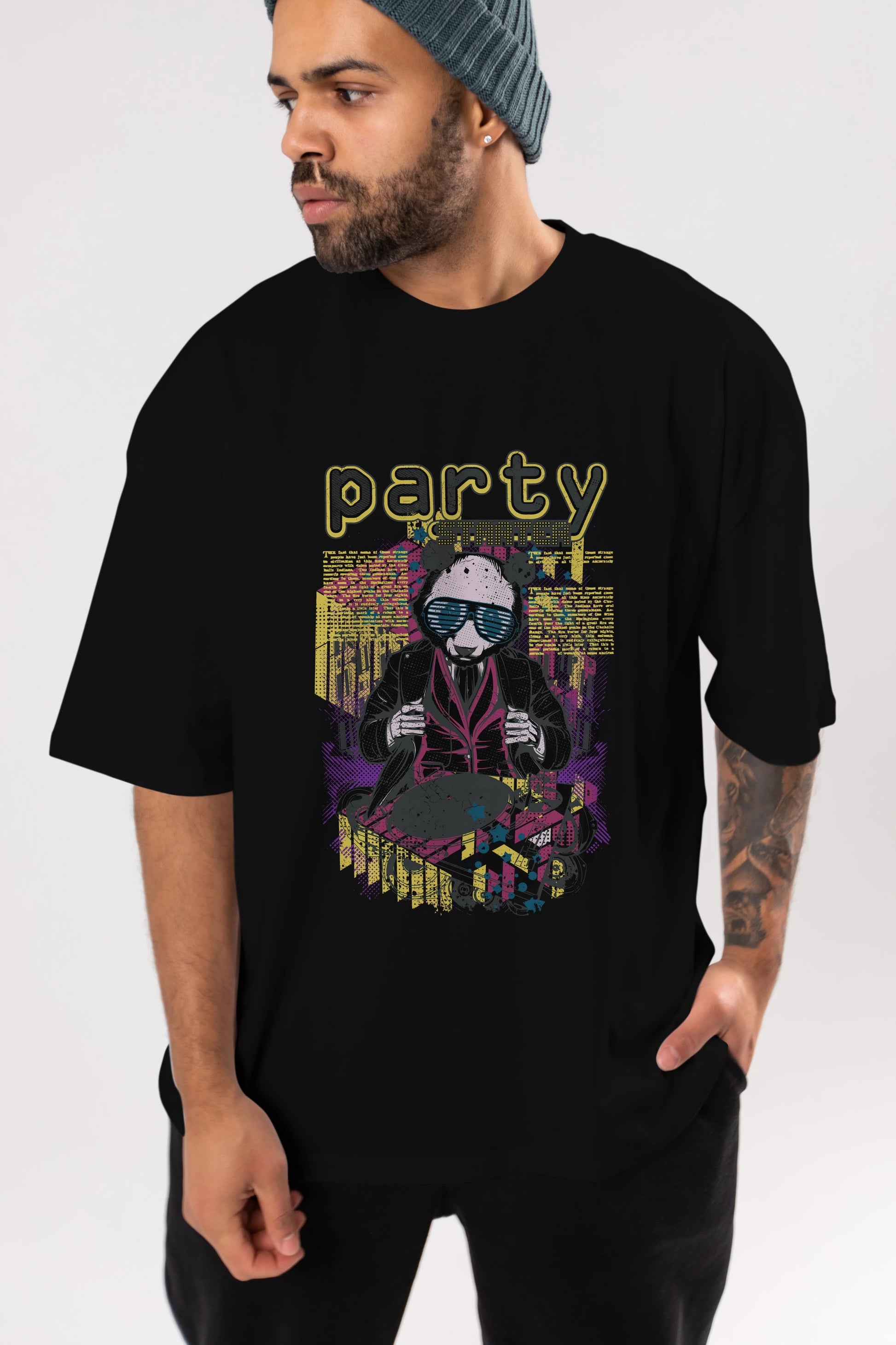 Party Starter Ön Baskılı Oversize t-shirt Erkek Kadın Unisex