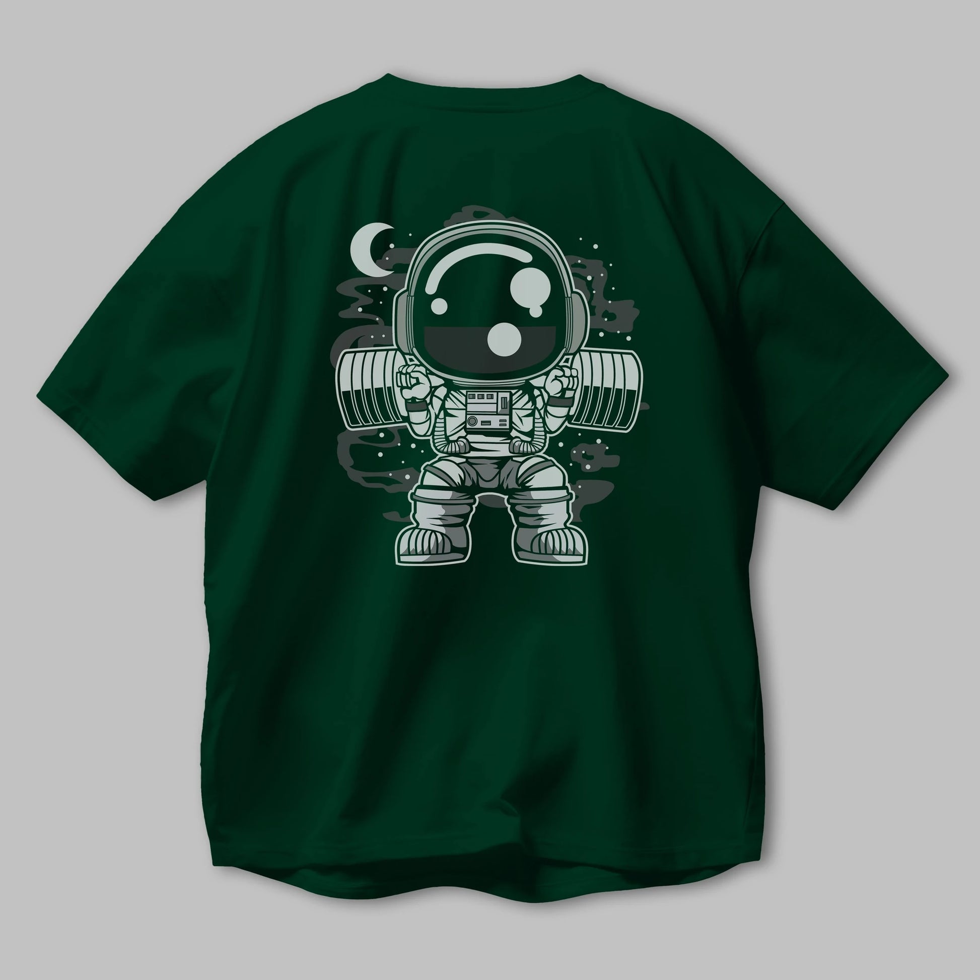 Astronaut Barbell Body Builder Arka Baskılı Oversize t-shirt Erkek Kadın Unisex