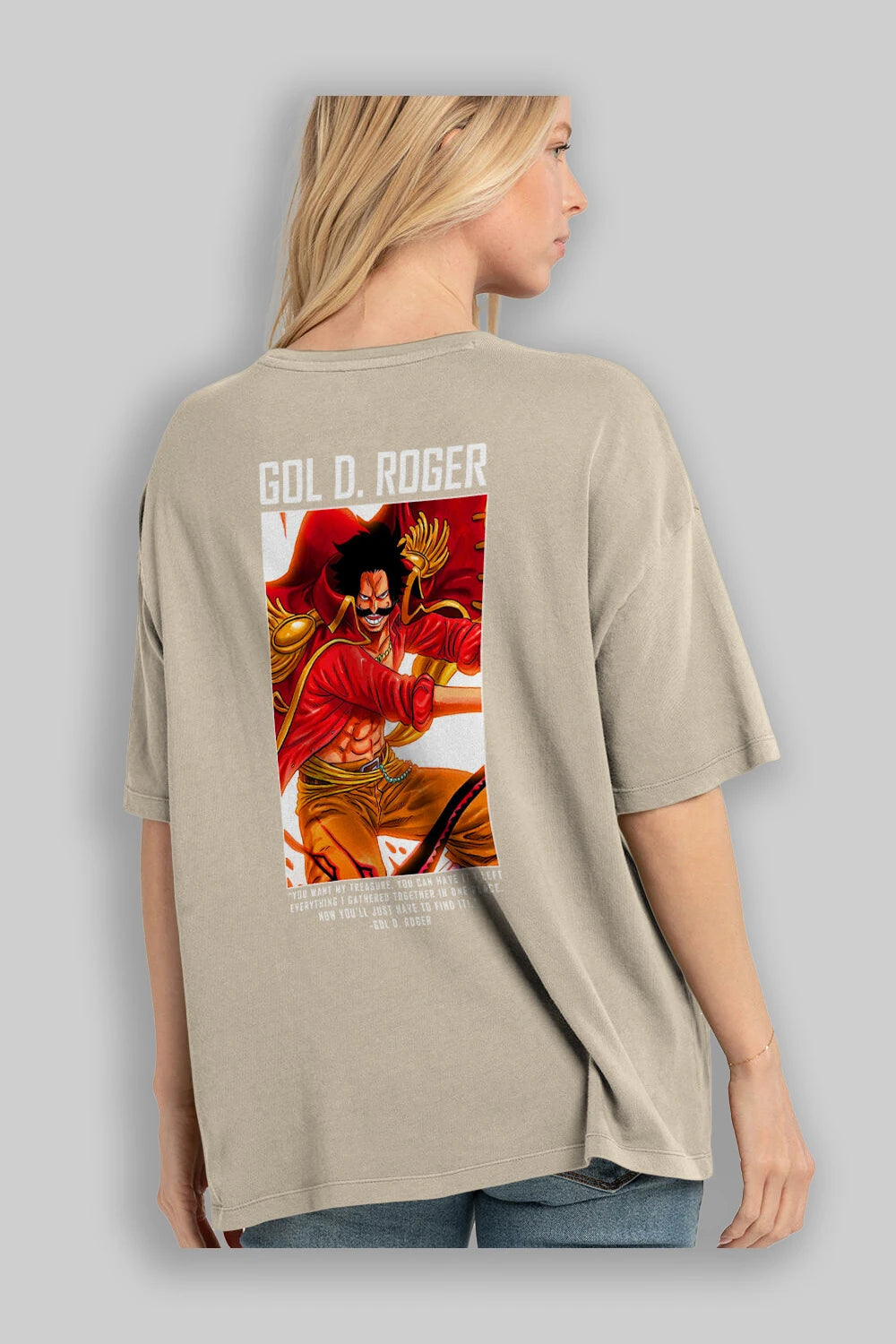 Gol D. Roger Anime Arka Baskılı Oversize t-shirt Erkek Kadın Unisex %100 pamuk tişort