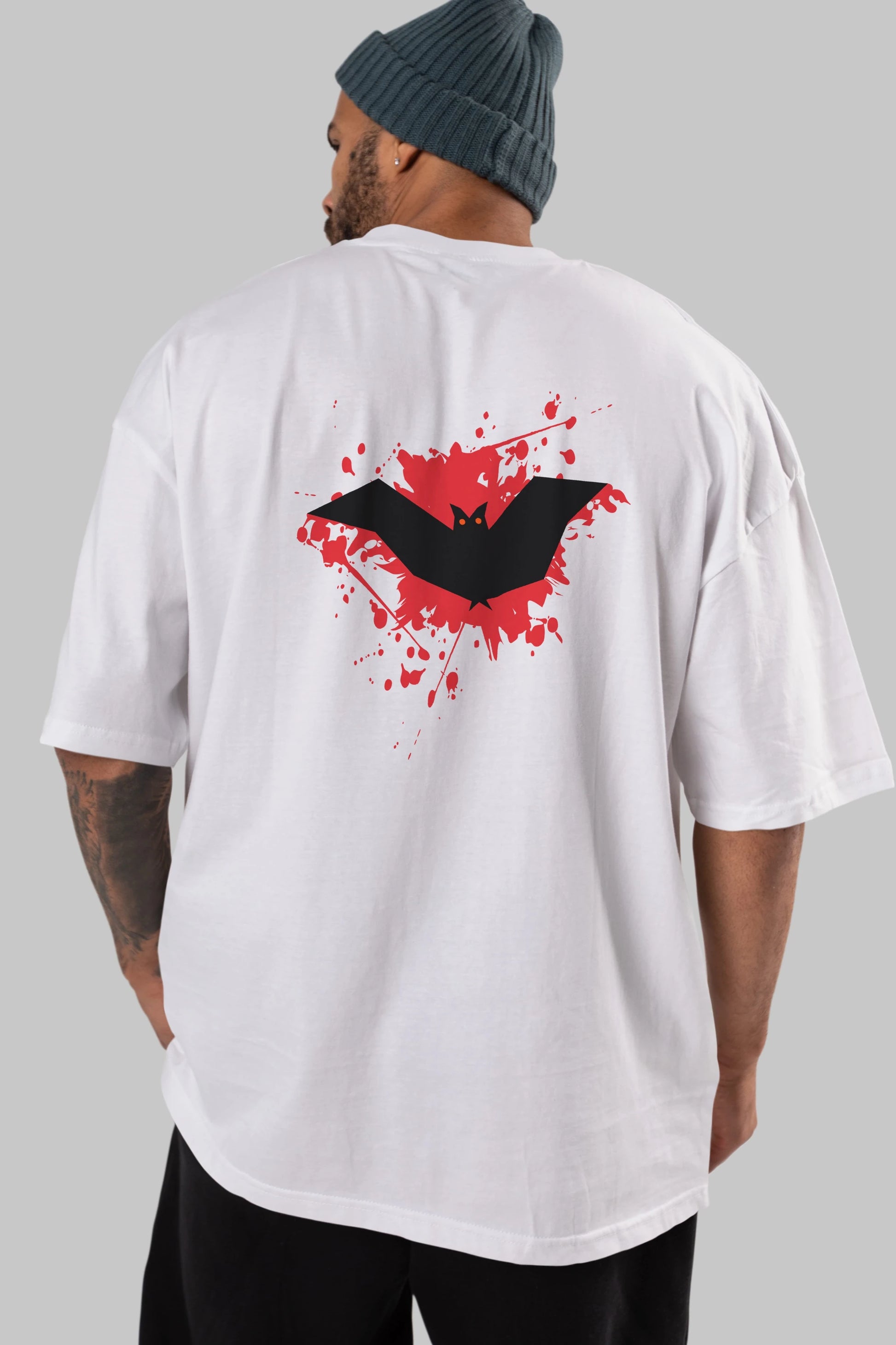 Halloween Arka Baskılı Oversize t-shirt Erkek Kadın Unisex