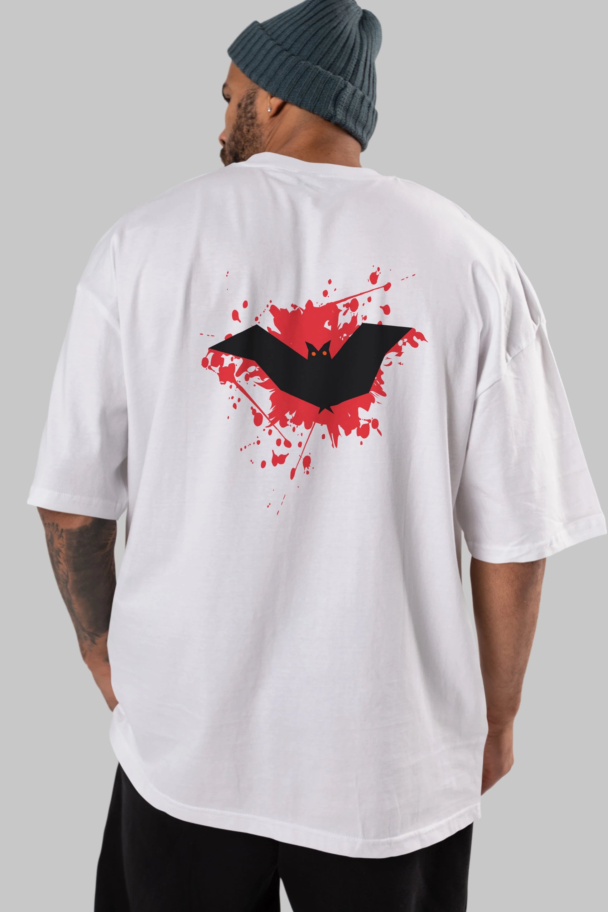 Halloween Arka Baskılı Oversize t-shirt Erkek Kadın Unisex