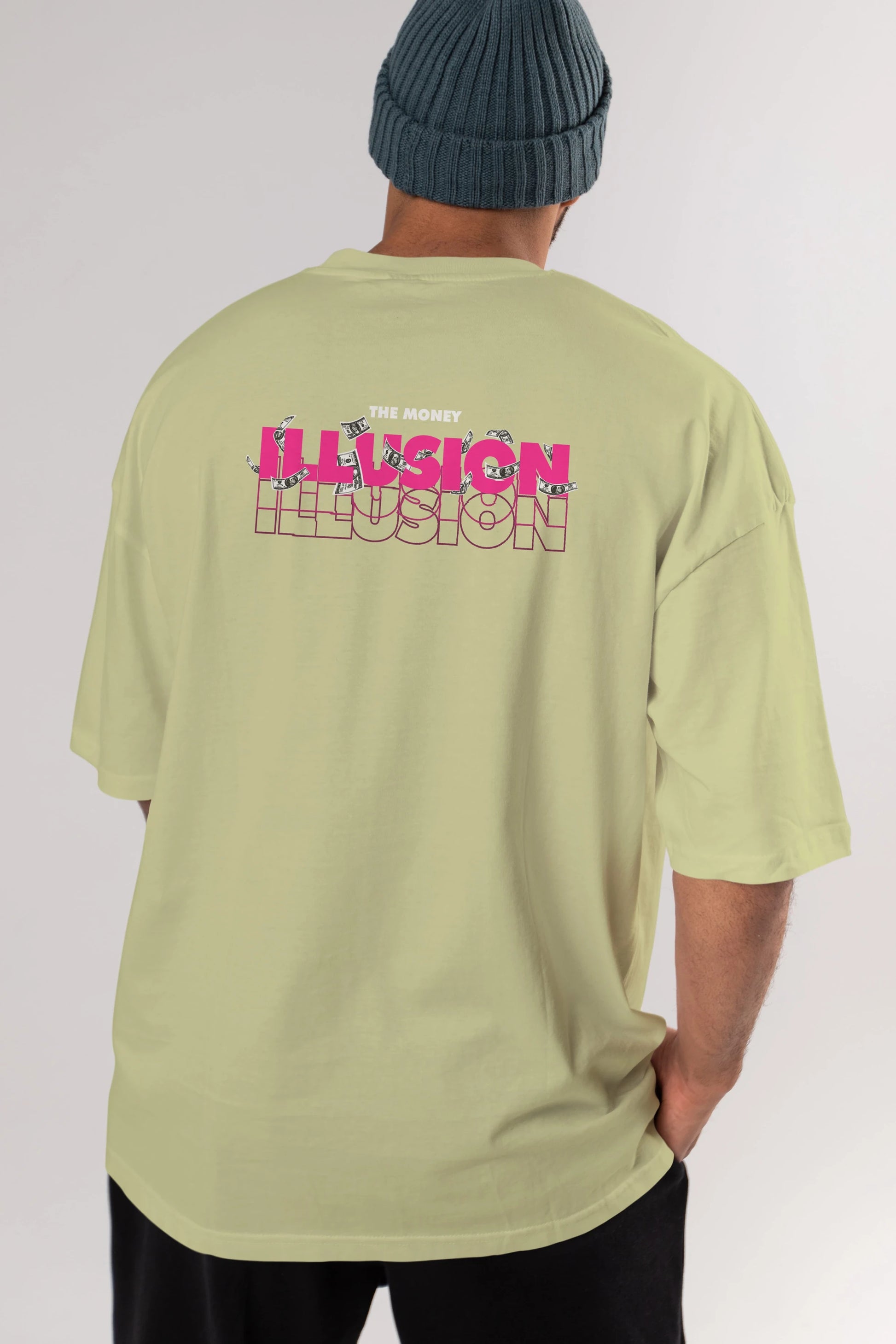 The Money Illusion Arka Baskılı Oversize t-shirt Erkek Kadın Unisex