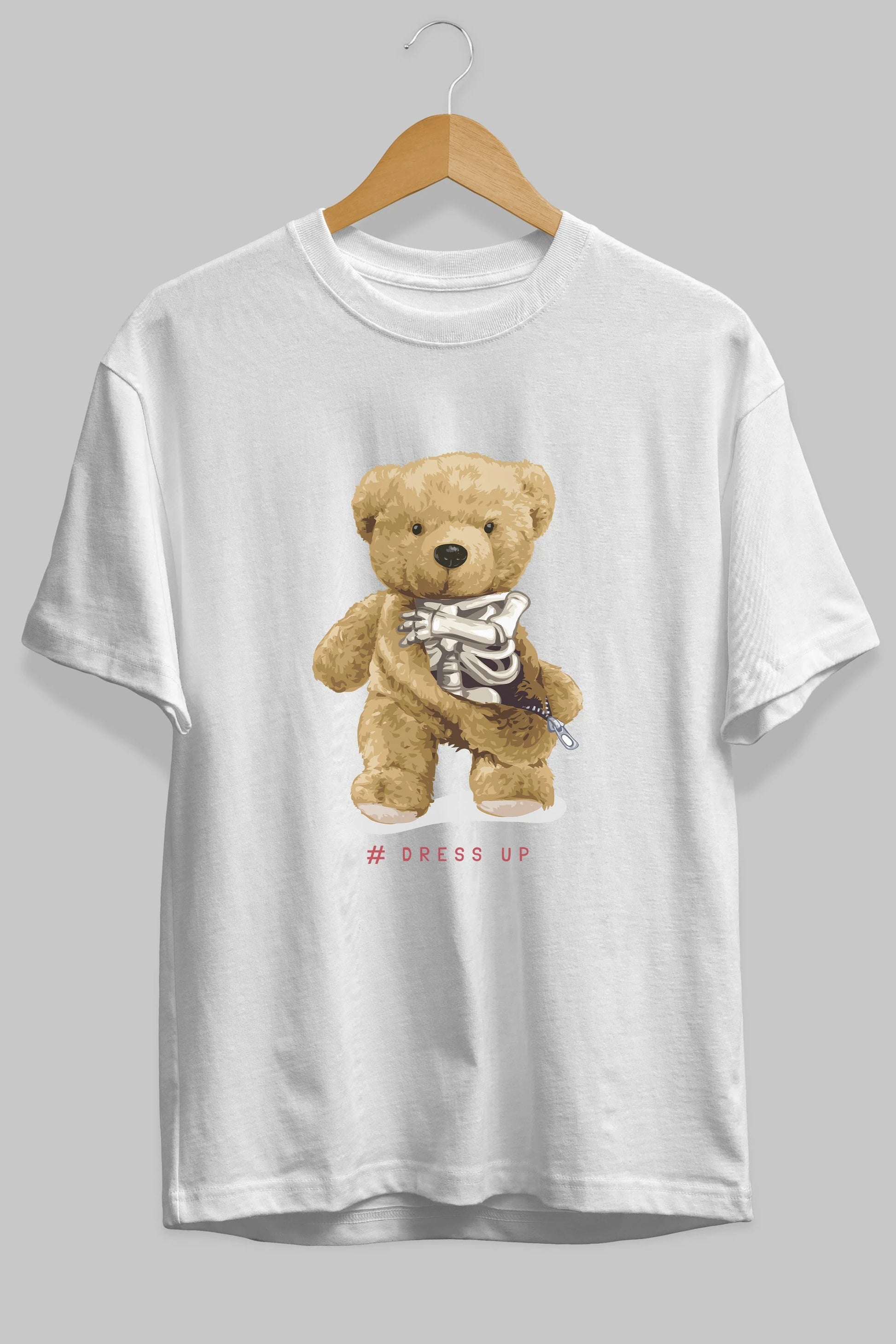Teddy Bear Dress Up Ön Baskılı Oversize t-shirt Erkek Kadın Unisex %100 Pamuk