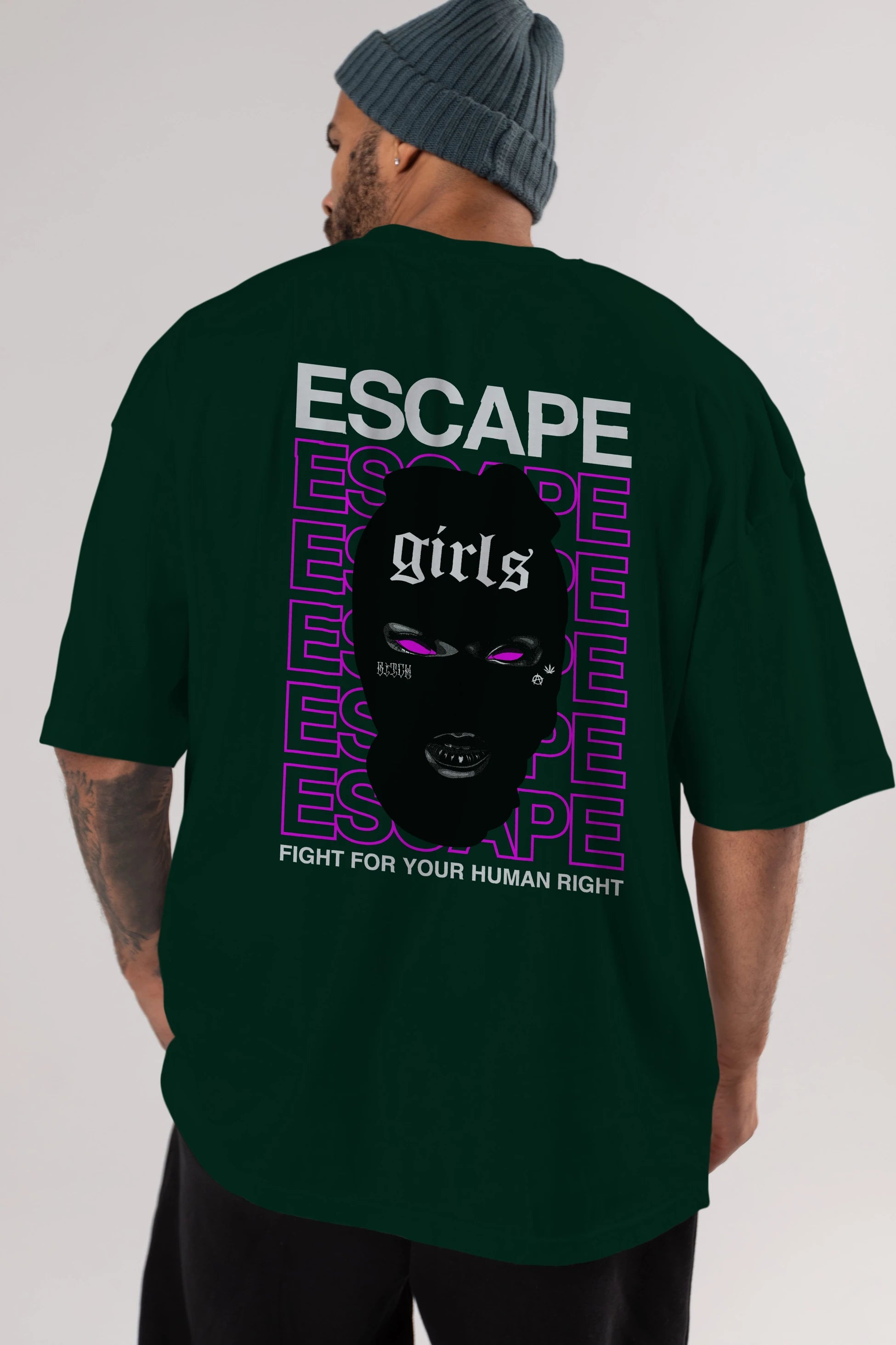 Escape Girl Arka Baskılı Oversize t-shirt Erkek Kadın Unisex