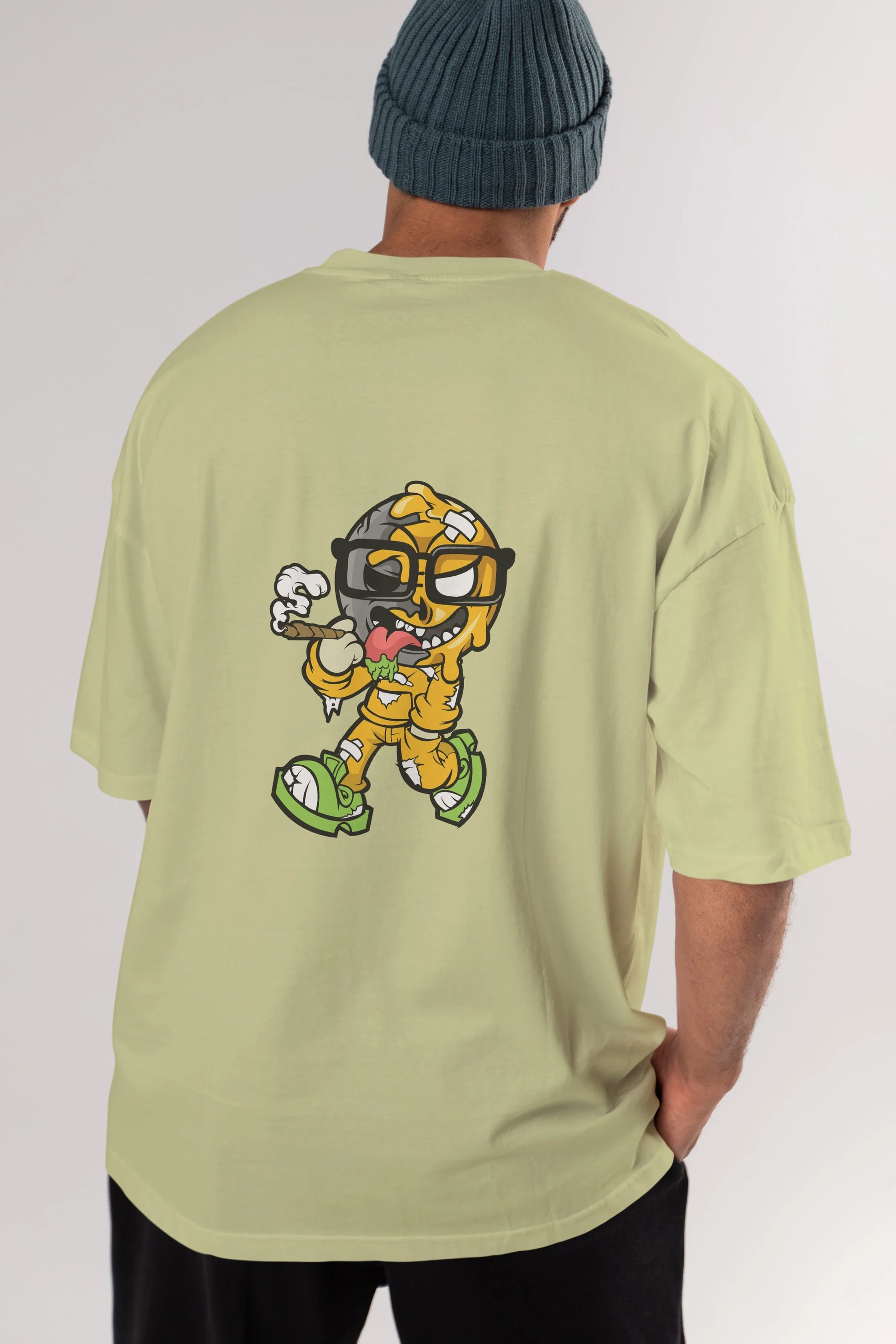 Eyeball Smoker Arka Baskılı Oversize t-shirt Erkek Kadın Unisex %100 Pamuk tişort