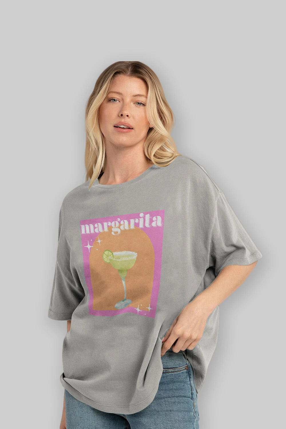 Margarita 7 Ön Baskılı Oversize t-shirt Erkek Kadın Unisex %100 Pamuk Bisiklet Yaka tişort