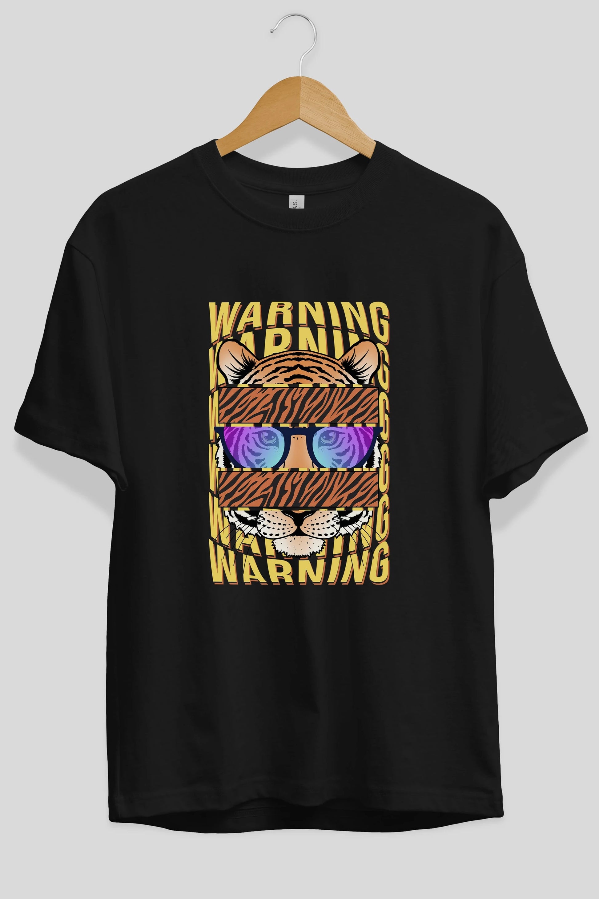 Warning Yazılı Ön Baskılı Oversize t-shirt Erkek Kadın Unisex