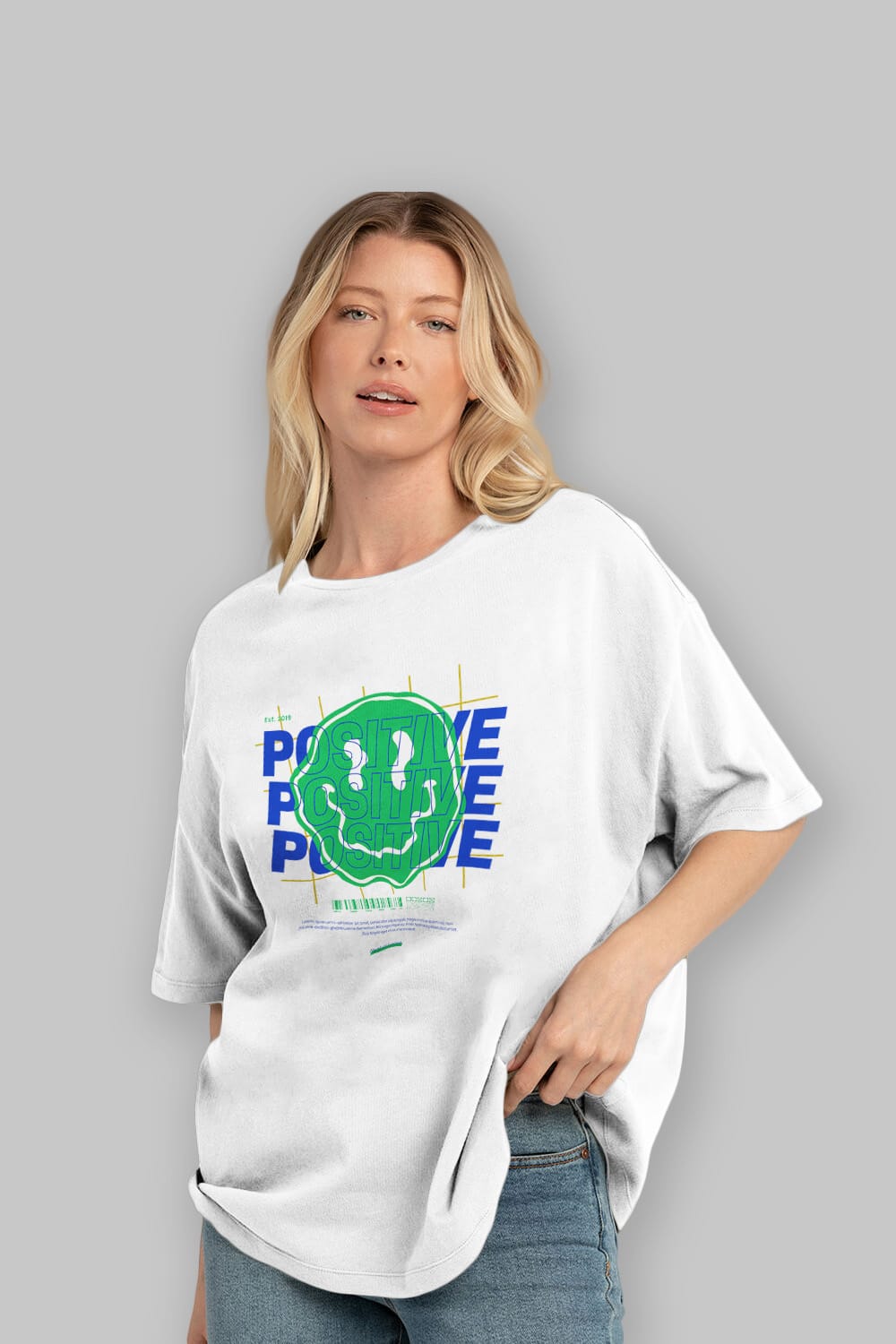 Positive 2 Ön Baskılı Oversize t-shirt Erkek Kadın Unisex