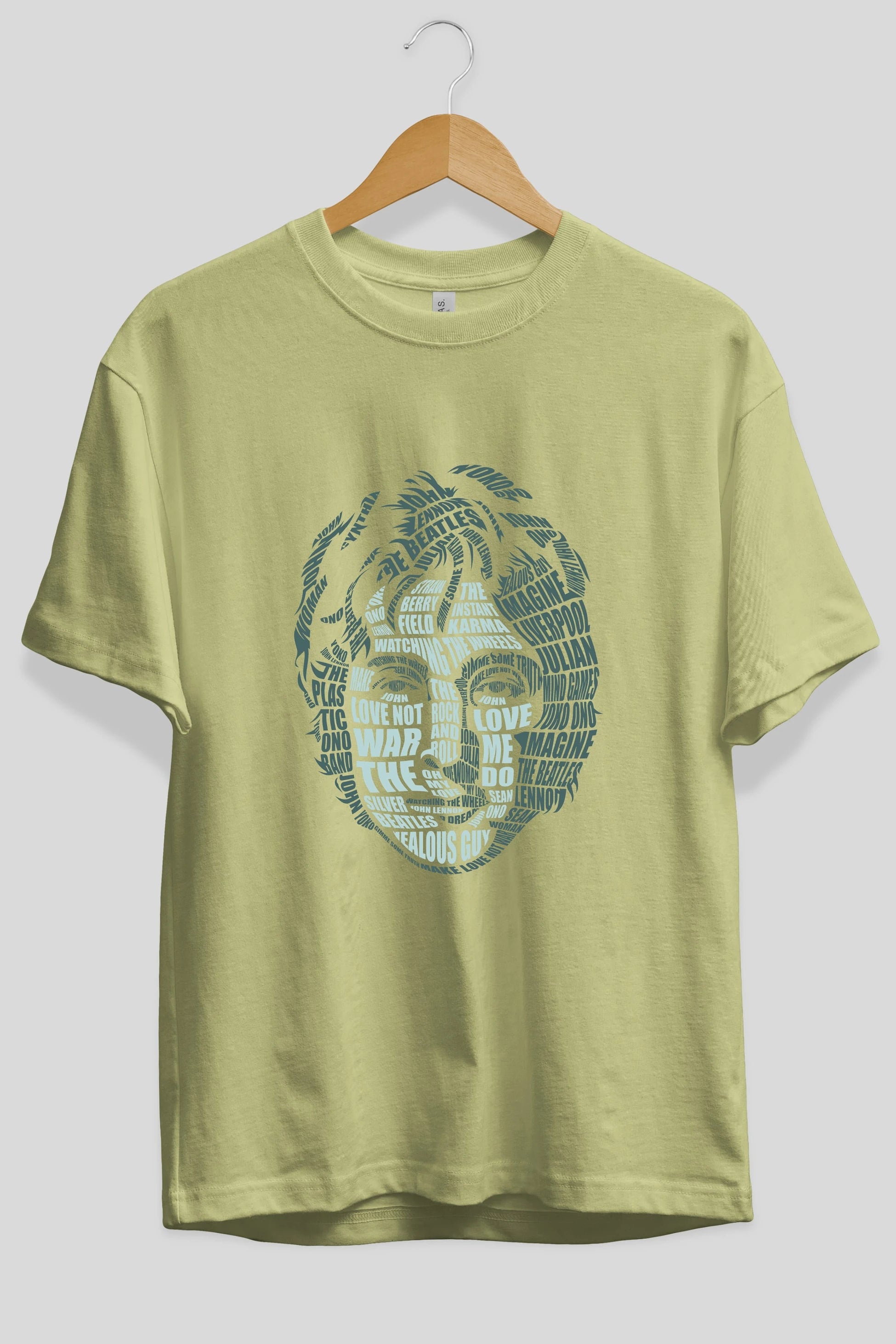 John Lennon Calligram Ön Baskılı Oversize t-shirt %100 pamuk Erkek Kadın Unisex