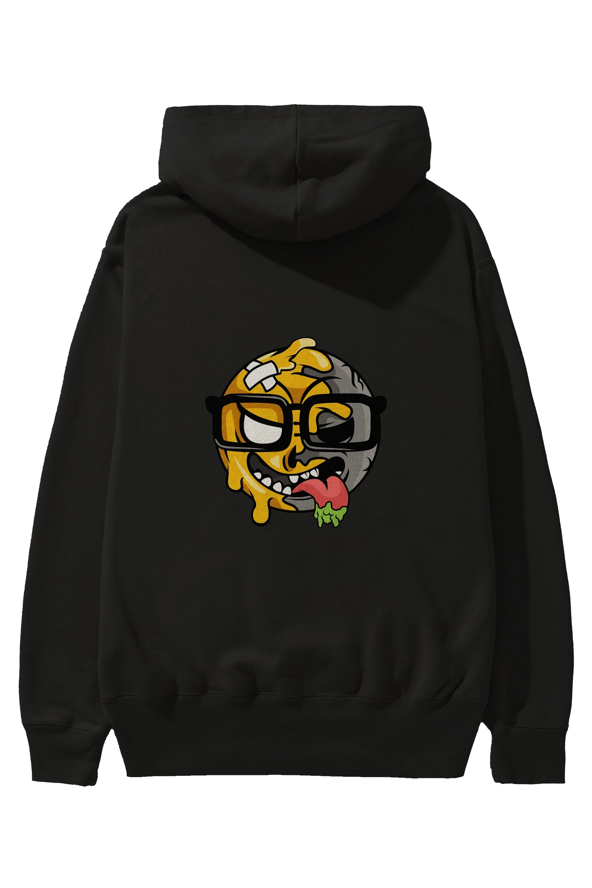 Smiley Nerd Arka Baskılı Hoodie Oversize Kapüşonlu Sweatshirt Erkek Kadın Unisex