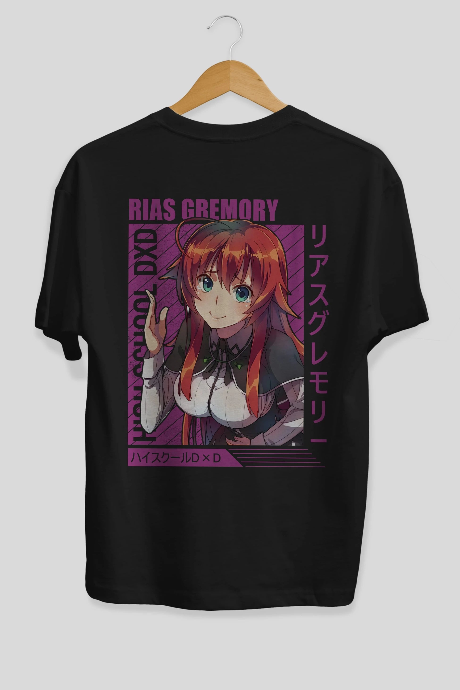 Rias Gremory 10 Anime Arka Baskılı Oversize t-shirt Erkek Kadın Unisex