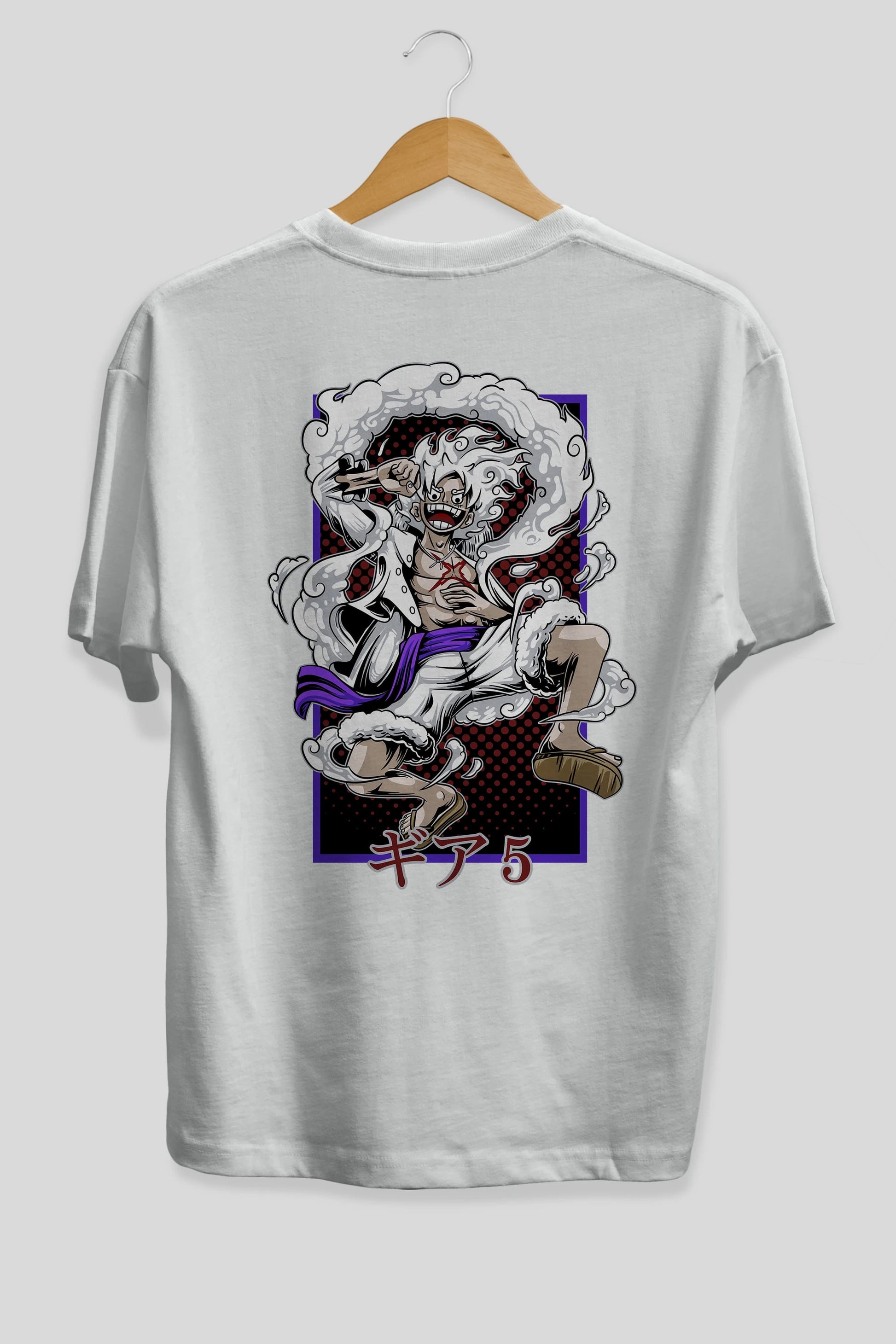 LUFFY GEAR 5 RECUADRO Anime Arka Baskılı Oversize t-shirt Erkek Kadın Unisex