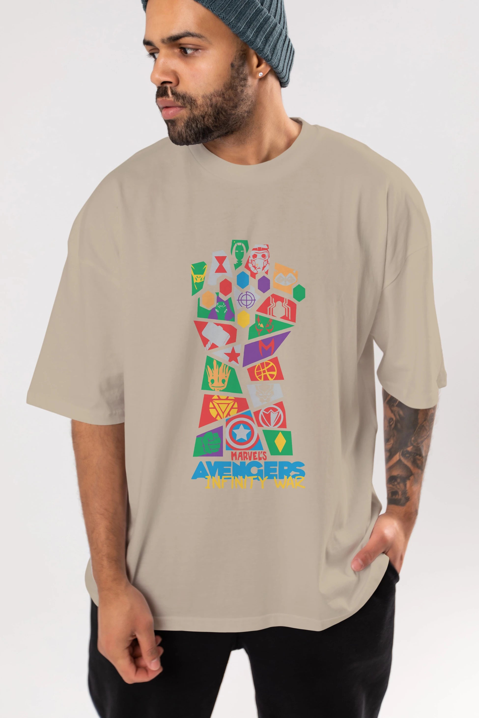 The Avengers Ön Baskılı Oversize t-shirt Erkek Kadın Unisex %100 Pamuk Bisiklet Yaka tişort