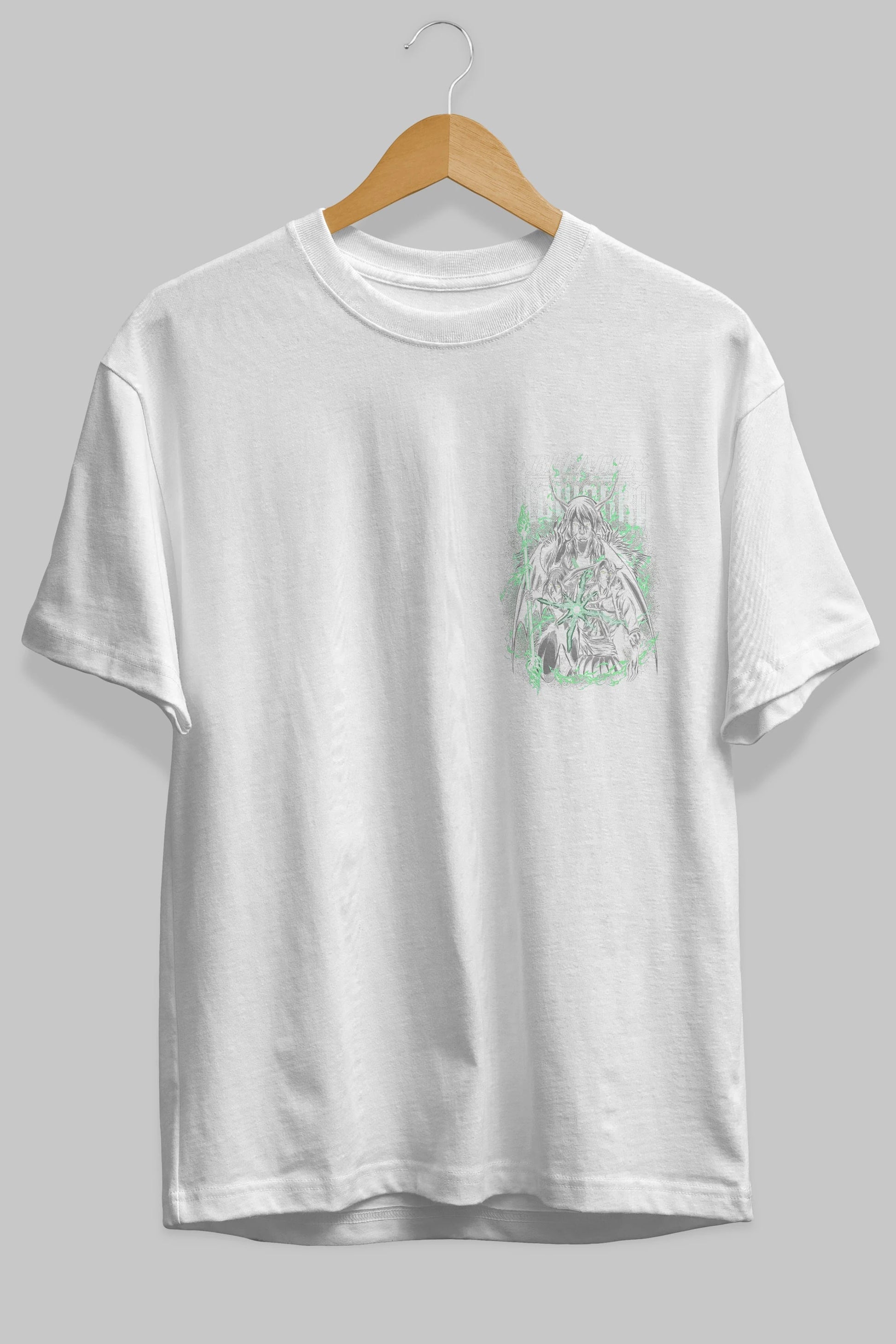 BLEACH(ULQUIARRA) Ön Sol Baskılı Oversize t-shirt Erkek Kadın Unisex %100 Pamuk Bisiklet Yaka tişort