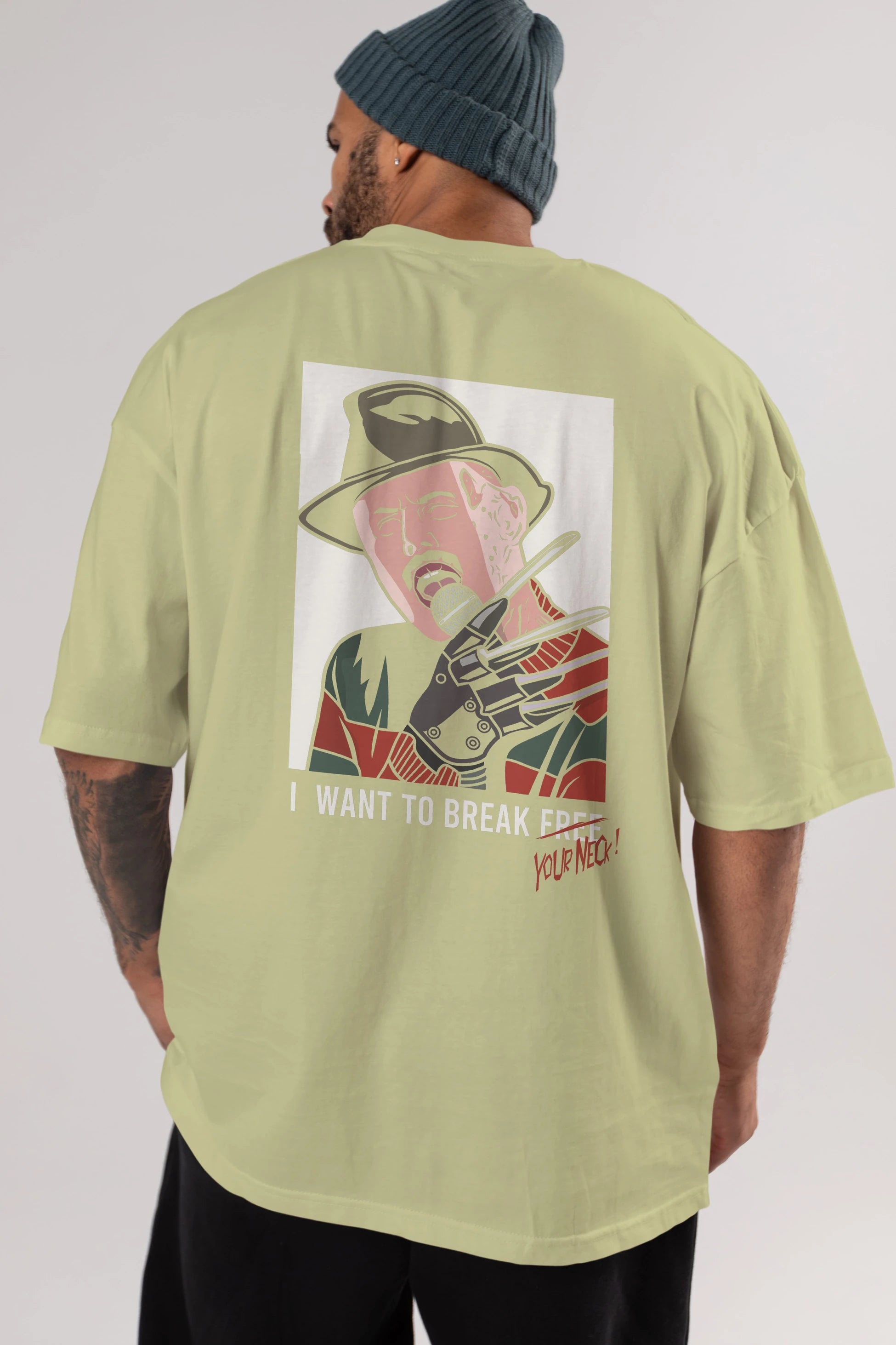 Freddy Merkrueger Arka Baskılı Oversize t-shirt Erkek Kadın Unisex %100 Pamuk tişort