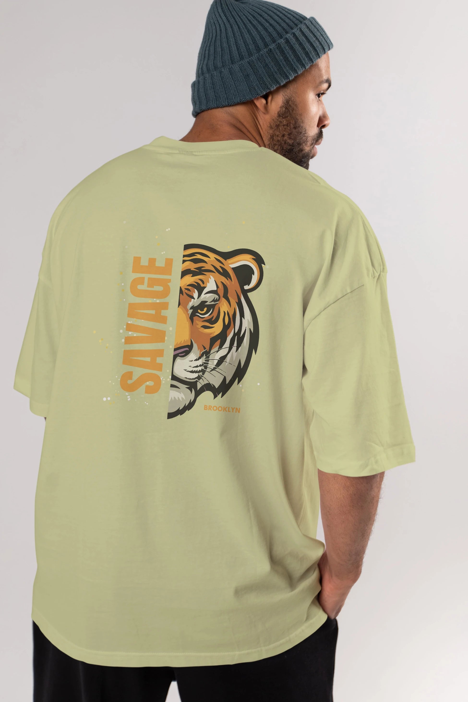 Savage Brooklyn Yazılı Arka Baskılı Oversize t-shirt Erkek Kadın Unisex