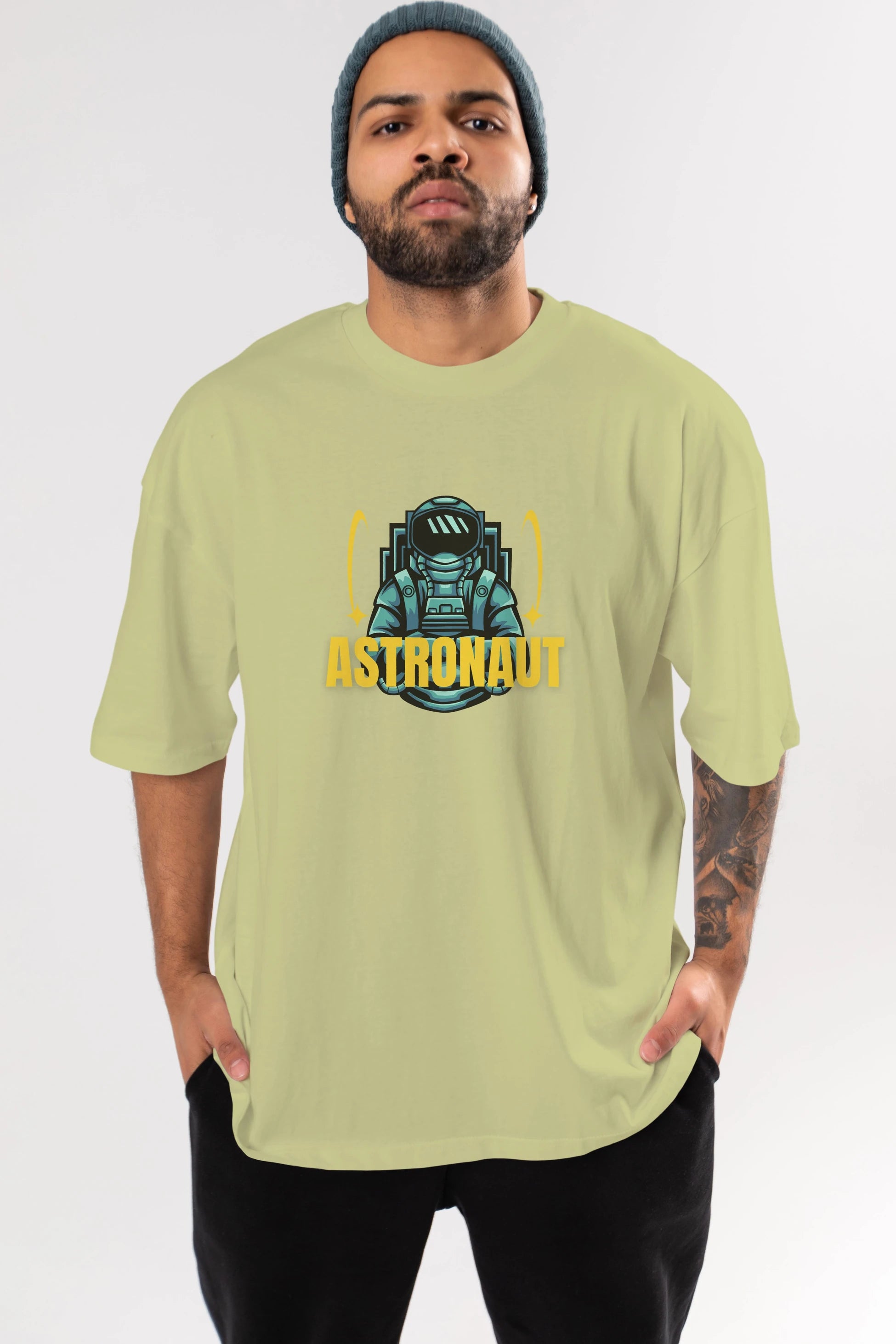 Astronaut Ön Baskılı Oversize t-shirt Erkek Kadın Unisex