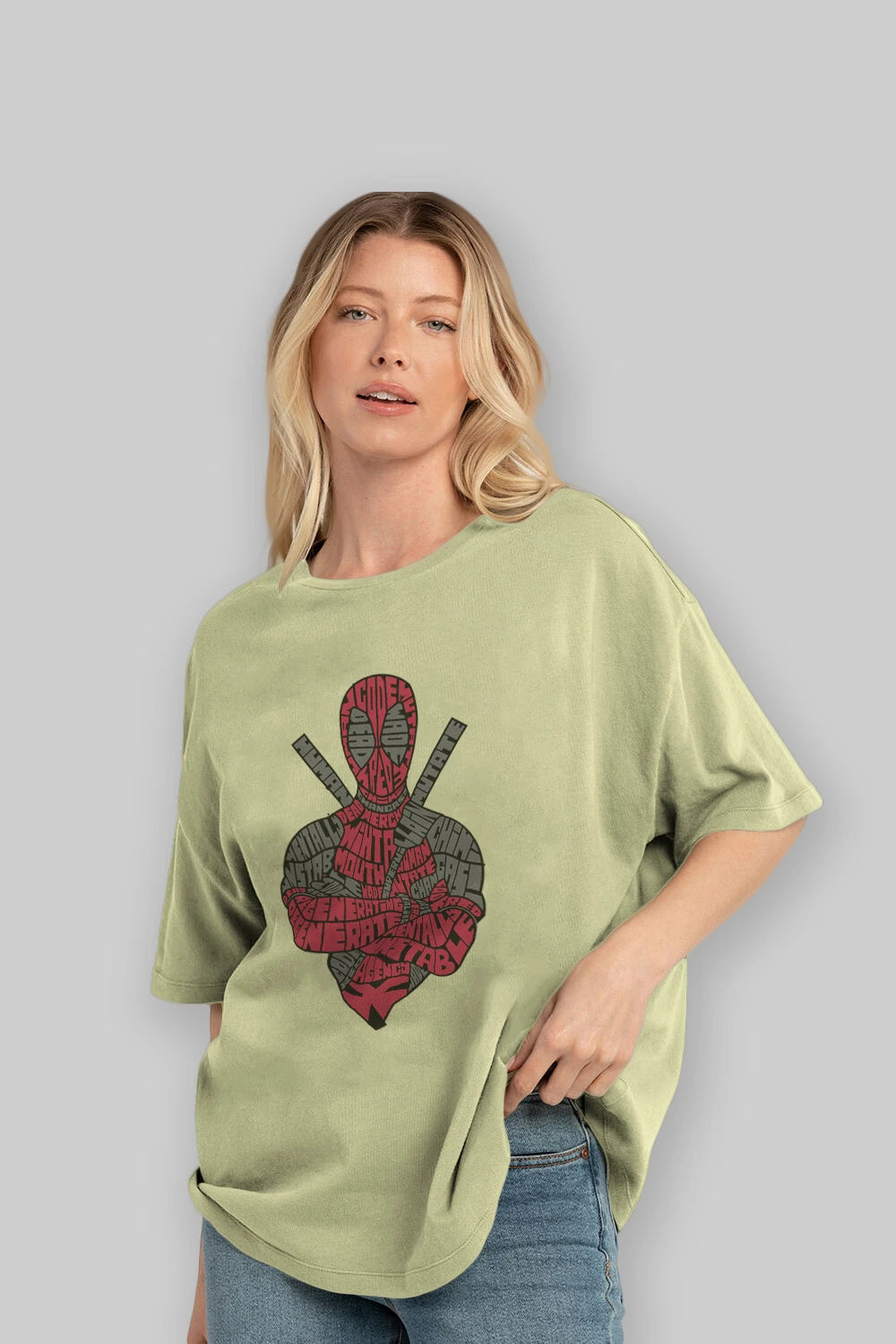 Dead Red Ön Baskılı Oversize t-shirt %100 pamuk Erkek Kadın Unisex
