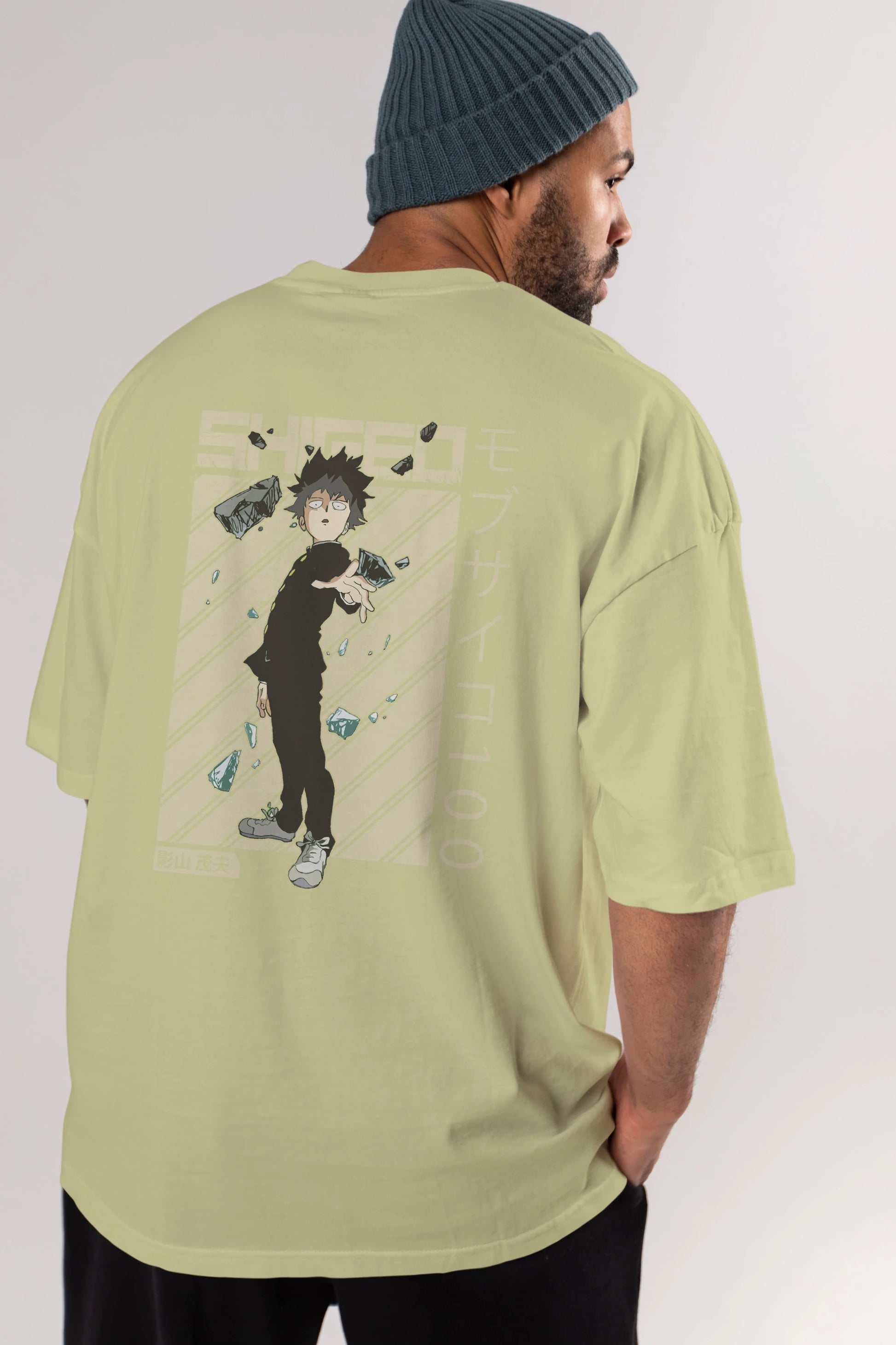 Shigeo Kageyama 3 Anime Arka Baskılı Oversize t-shirt Erkek Kadın Unisex