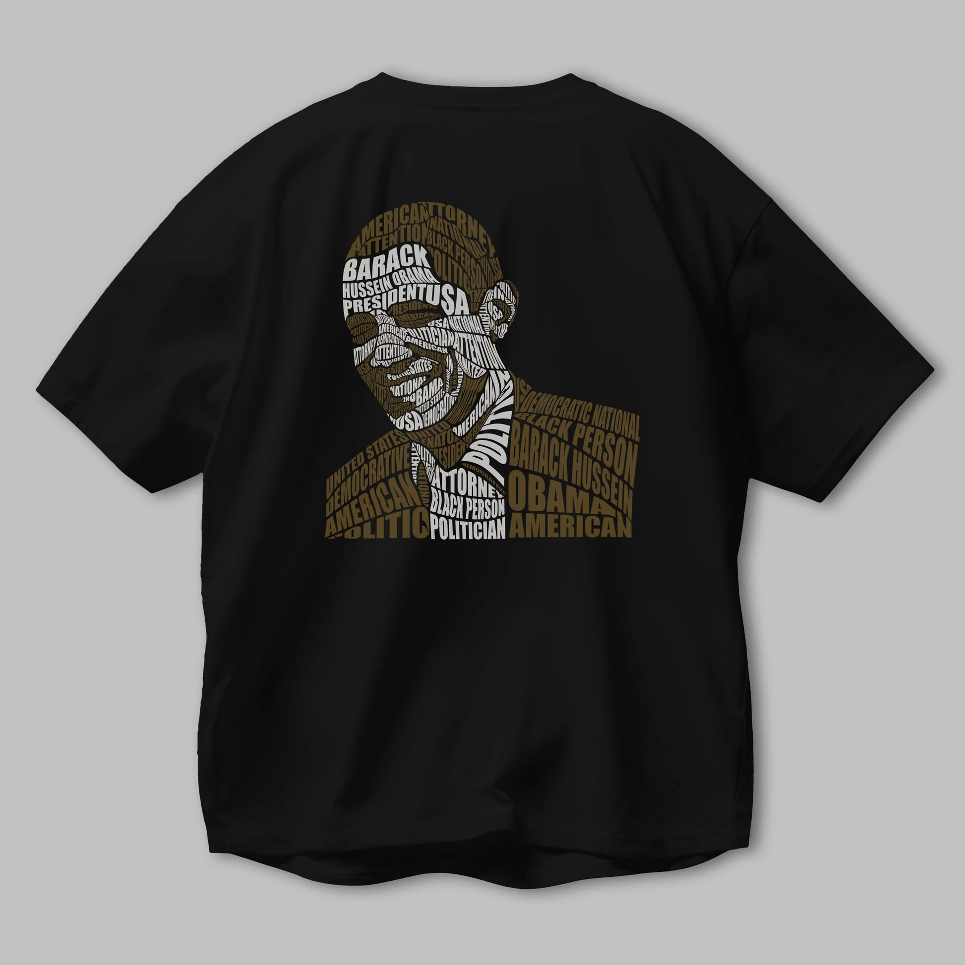 Obama Calligram Arka Baskılı Oversize t-shirt %100 pamuk Erkek Kadın Unisex