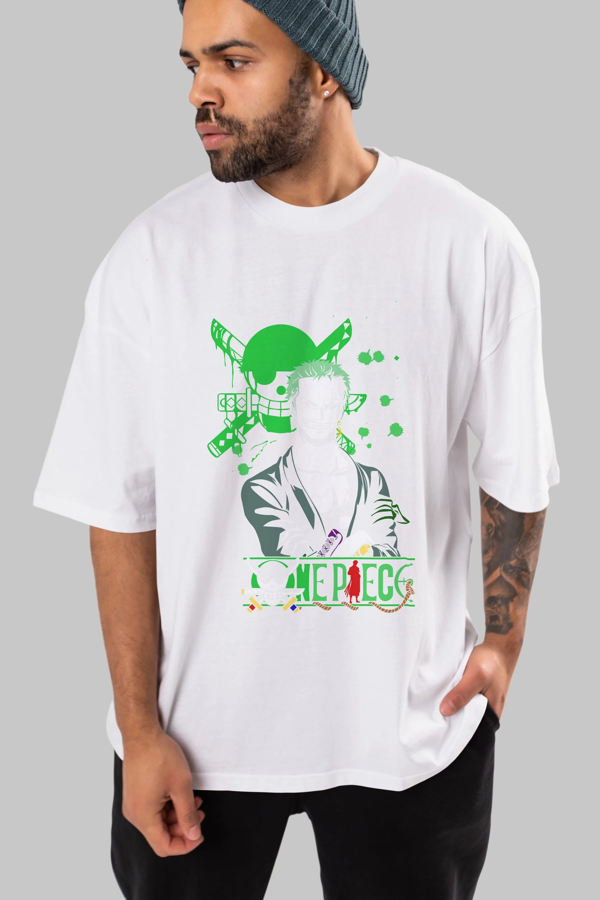 Roronoa Zoro 2 Anime Ön Baskılı Oversize t-shirt Erkek Kadın Unisex