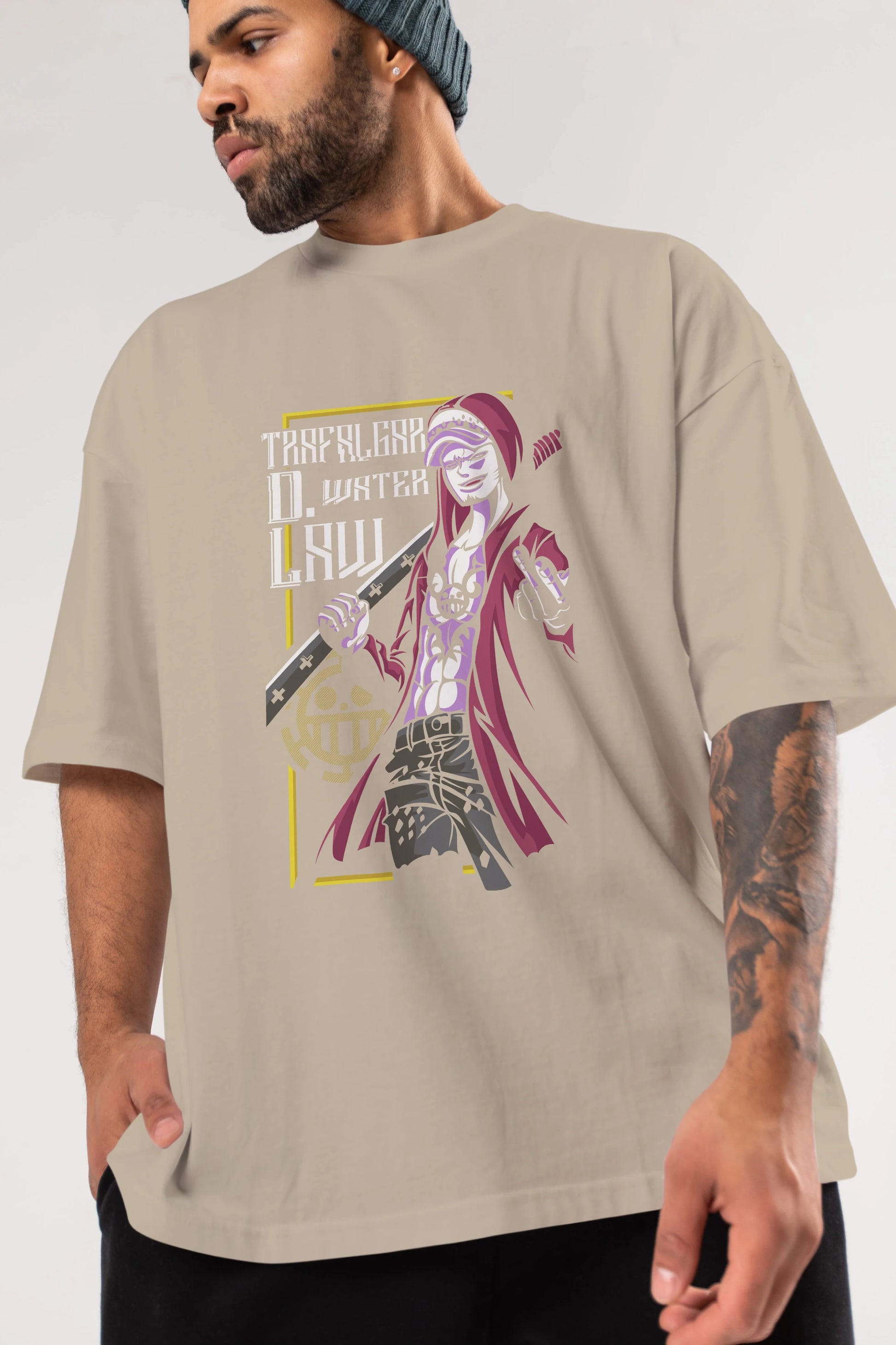 Trafalgar D. Water Law Anime Ön Baskılı Oversize t-shirt Erkek Kadın Unisex