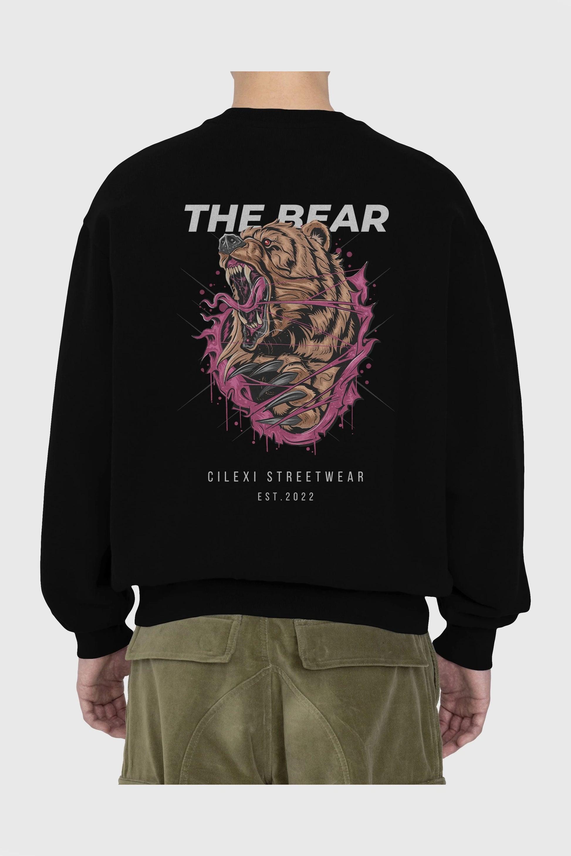 The Bear Arka Baskılı Oversize Sweatshirt Erkek Kadın Unisex