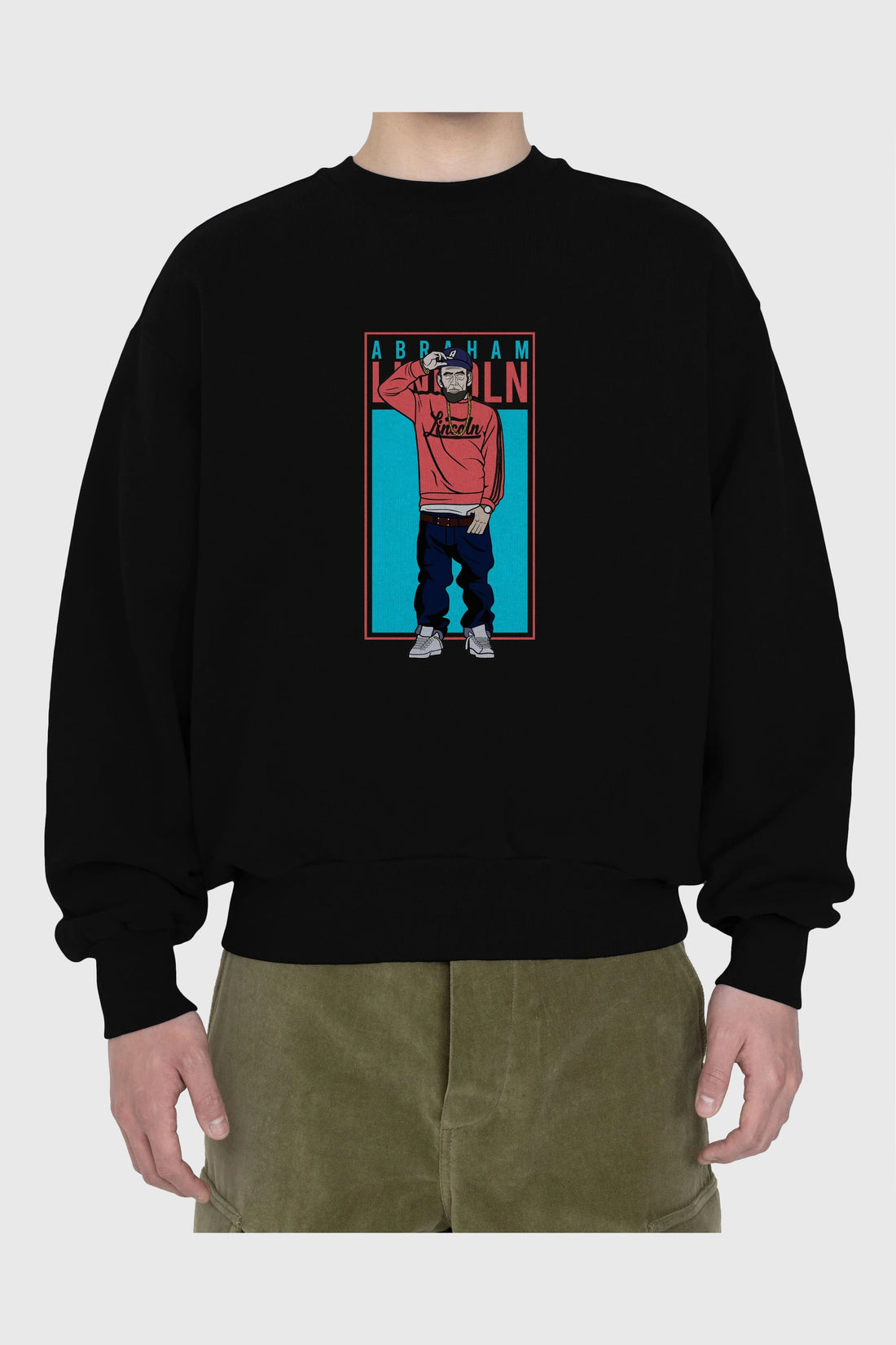 Abraham Lincoln Ön Baskılı Oversize Sweatshirt Erkek Kadın Unisex