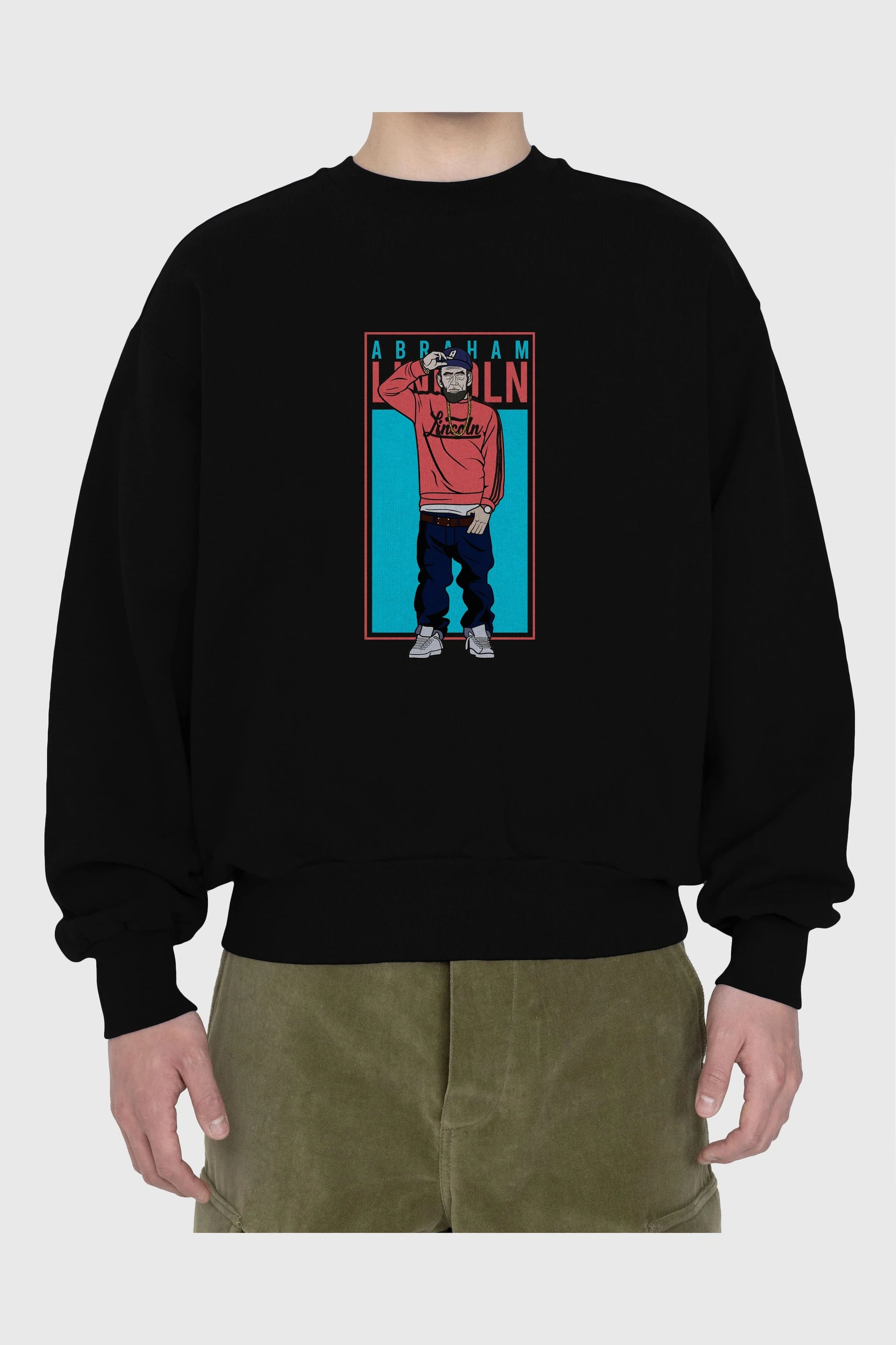 Abraham Lincoln Ön Baskılı Oversize Sweatshirt Erkek Kadın Unisex