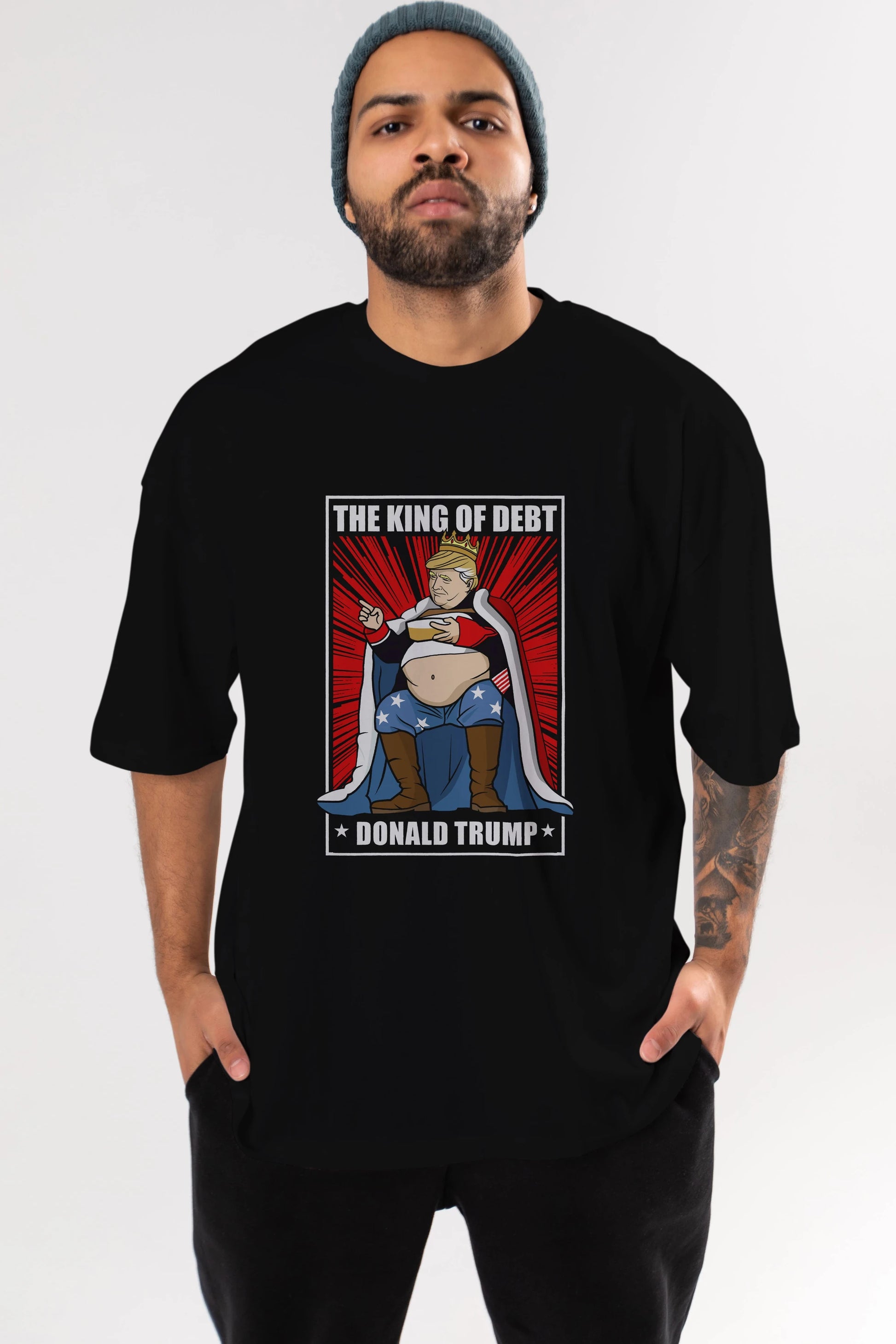 Trump King Ön Baskılı Oversize t-shirt Erkek Kadın Unisex %100 Pamuk tişort