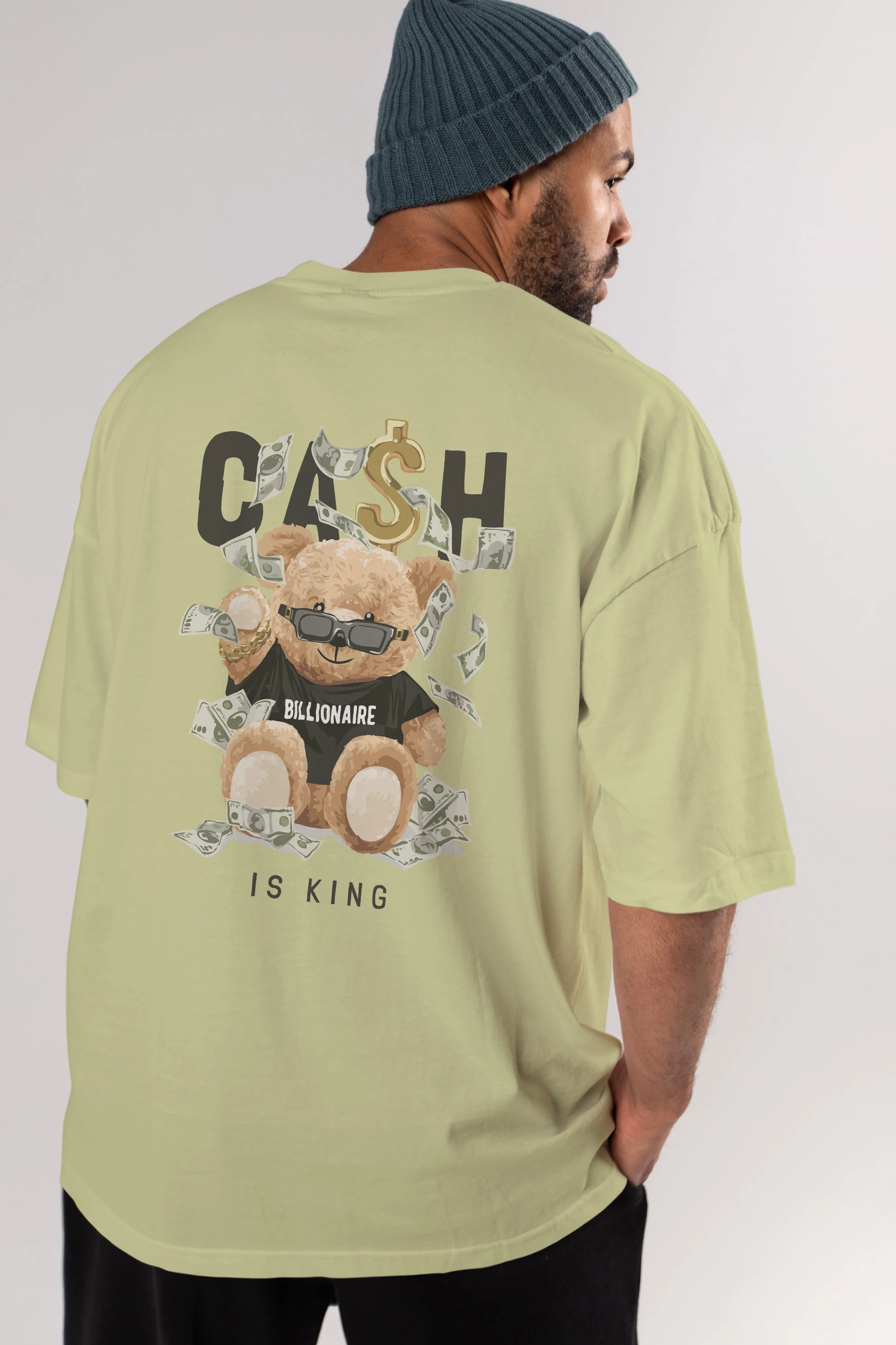 Teddy Bear Billionaire Arka Baskılı Oversize t-shirt Erkek Kadın Unisex %100 Pamuk